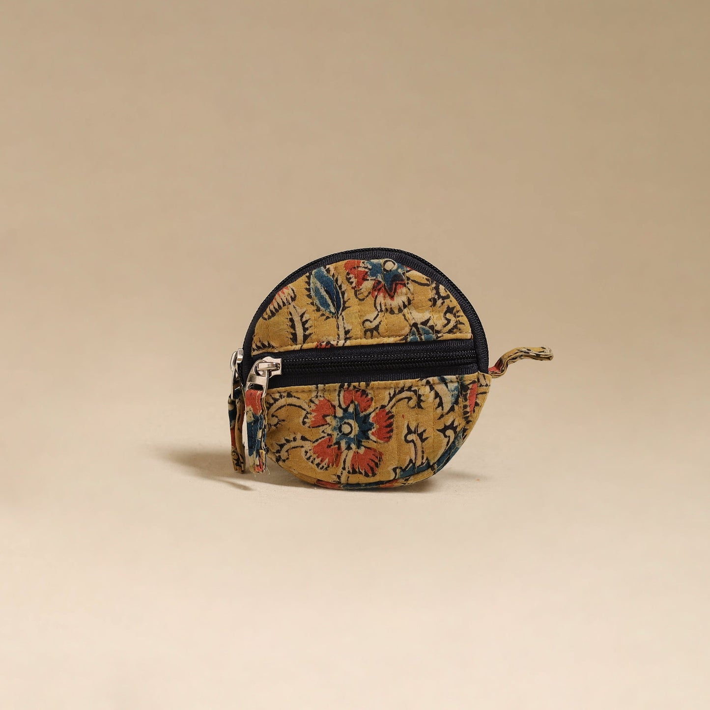 Yellow - handcrafted quilted kalamkari block printed fabric