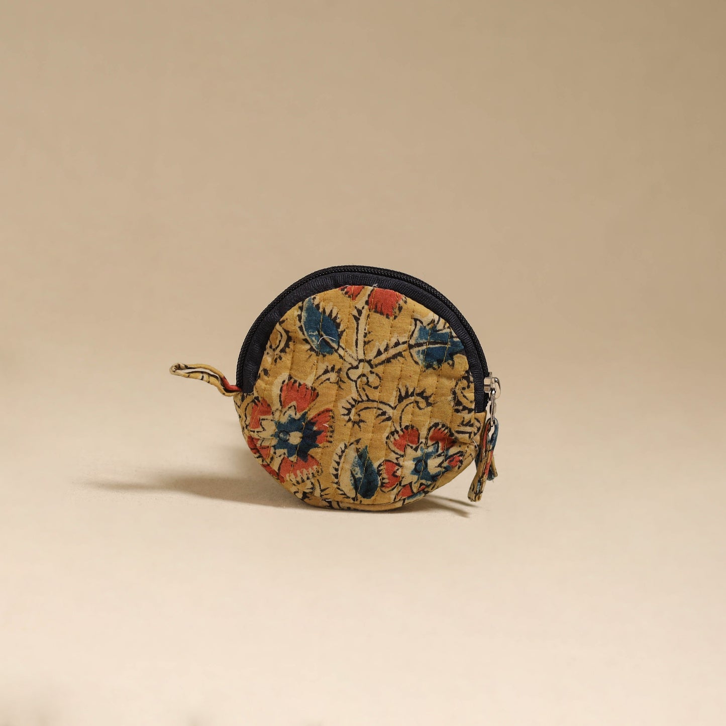 Yellow - handcrafted quilted kalamkari block printed fabric