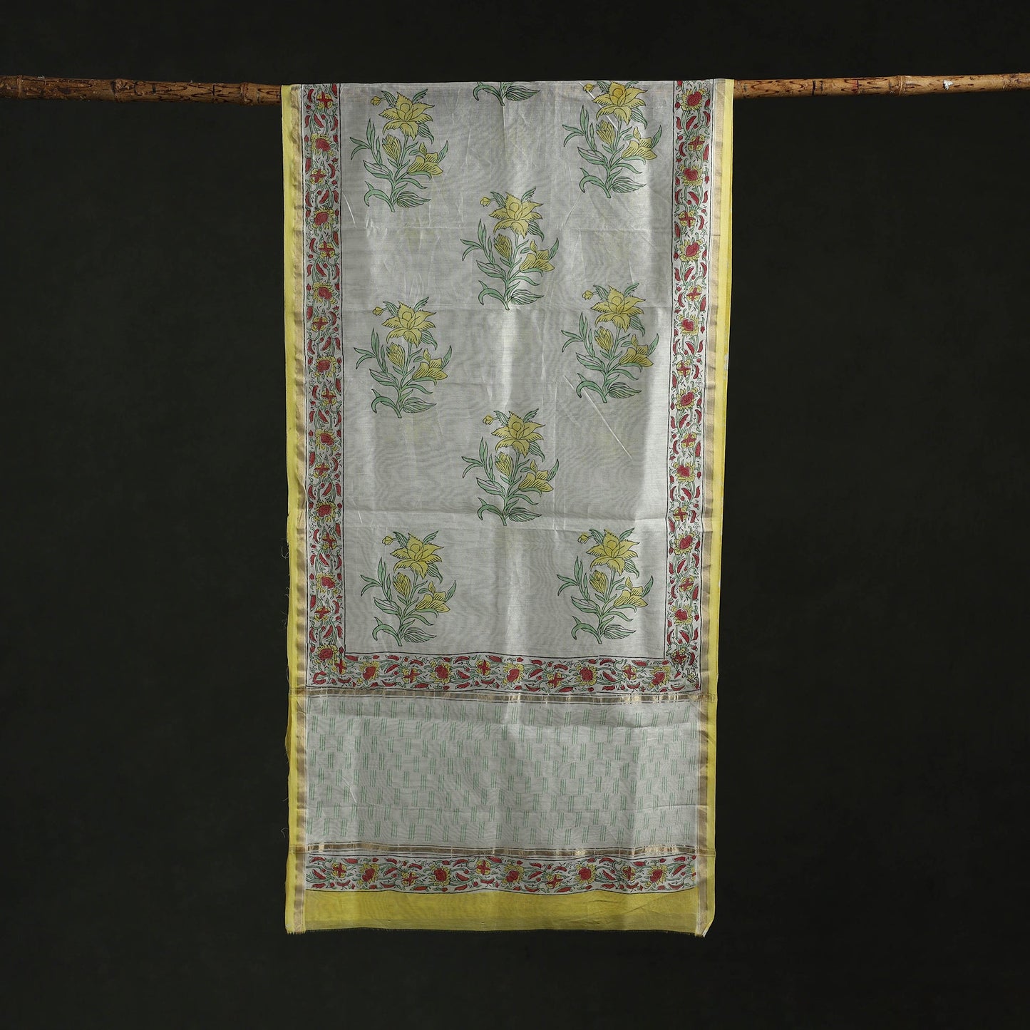 Handloom chanderi silk hand block print sanganeri stole 02