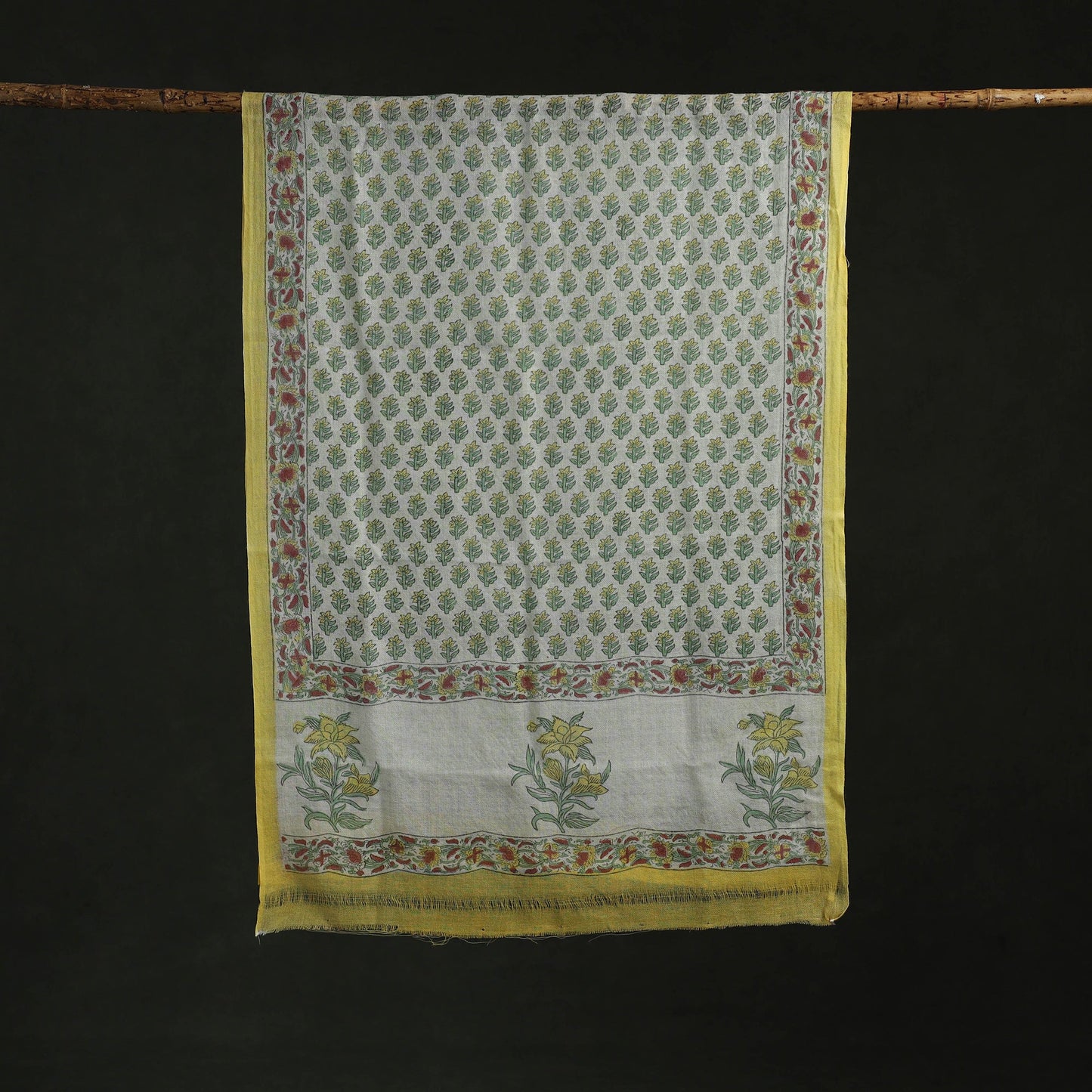 Handloom chanderi silk hand block print sanganeri stole 03