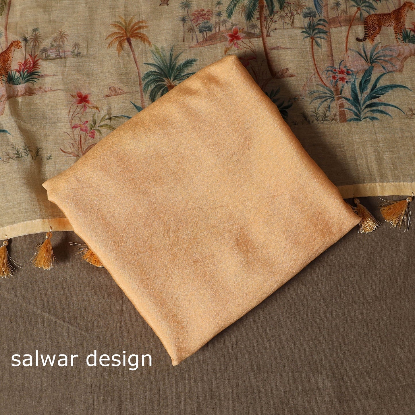 Handloom chanderi silk thread work 3pc unstitched dress