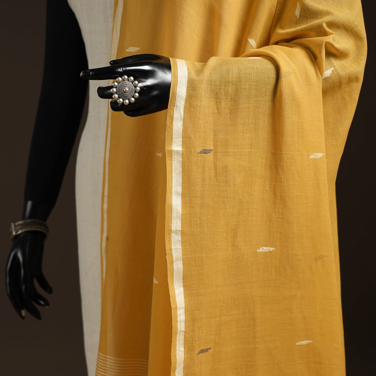 Handloom cotton bengal jamdani dupatta 05 - handcrafted