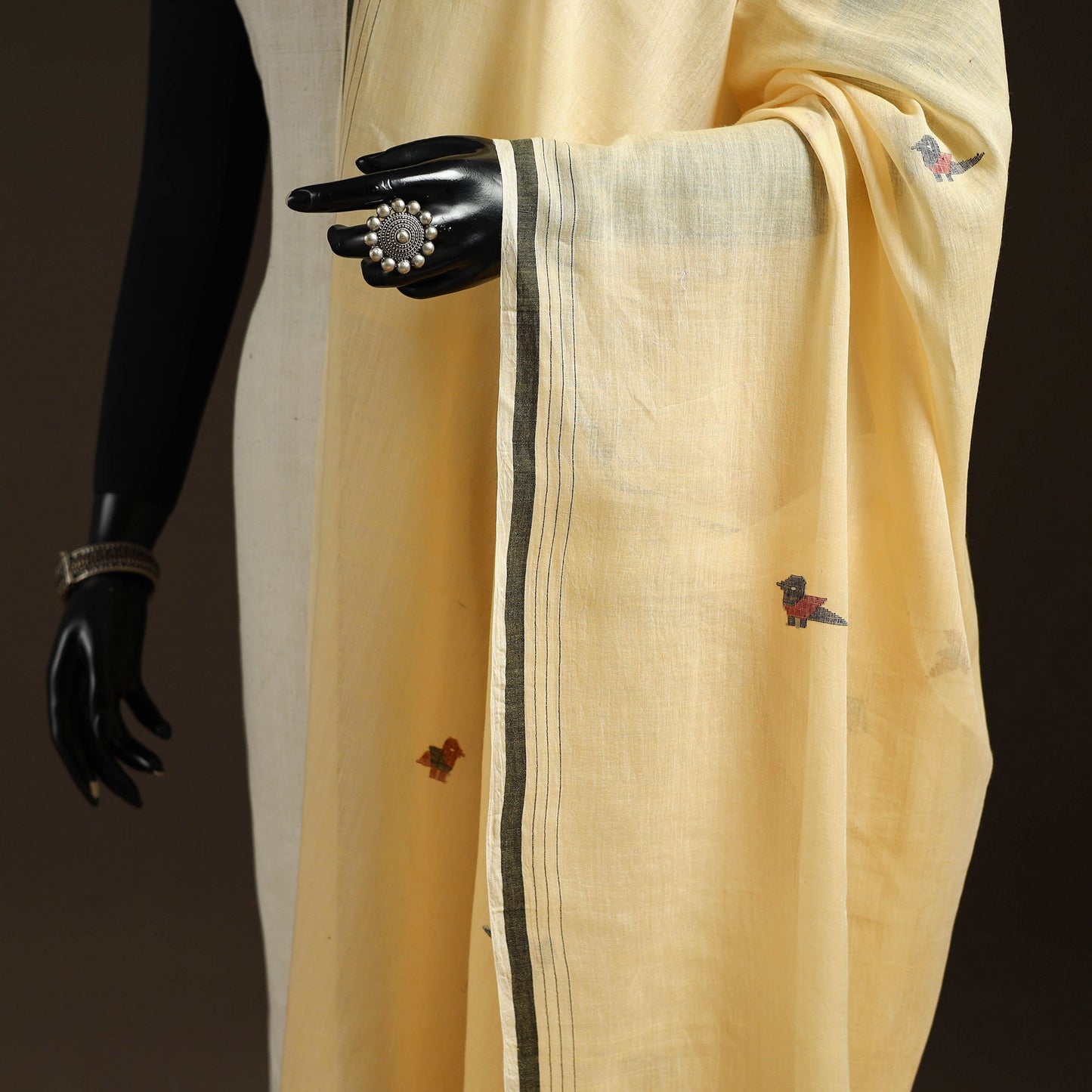 Handloom cotton bengal jamdani dupatta 22 - handcrafted