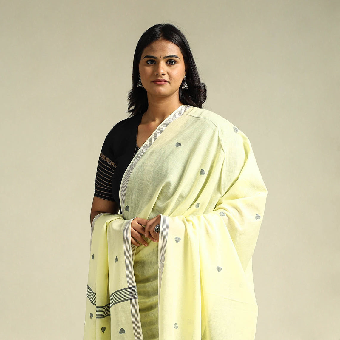 Yellow - handloom cotton burdwan jamdani dupatta 24