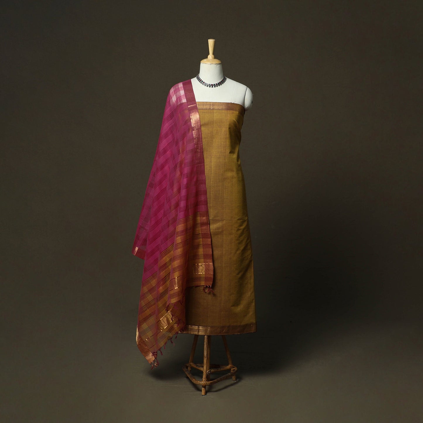 Handloom cotton mangalagiri 3pc unstitched dress material