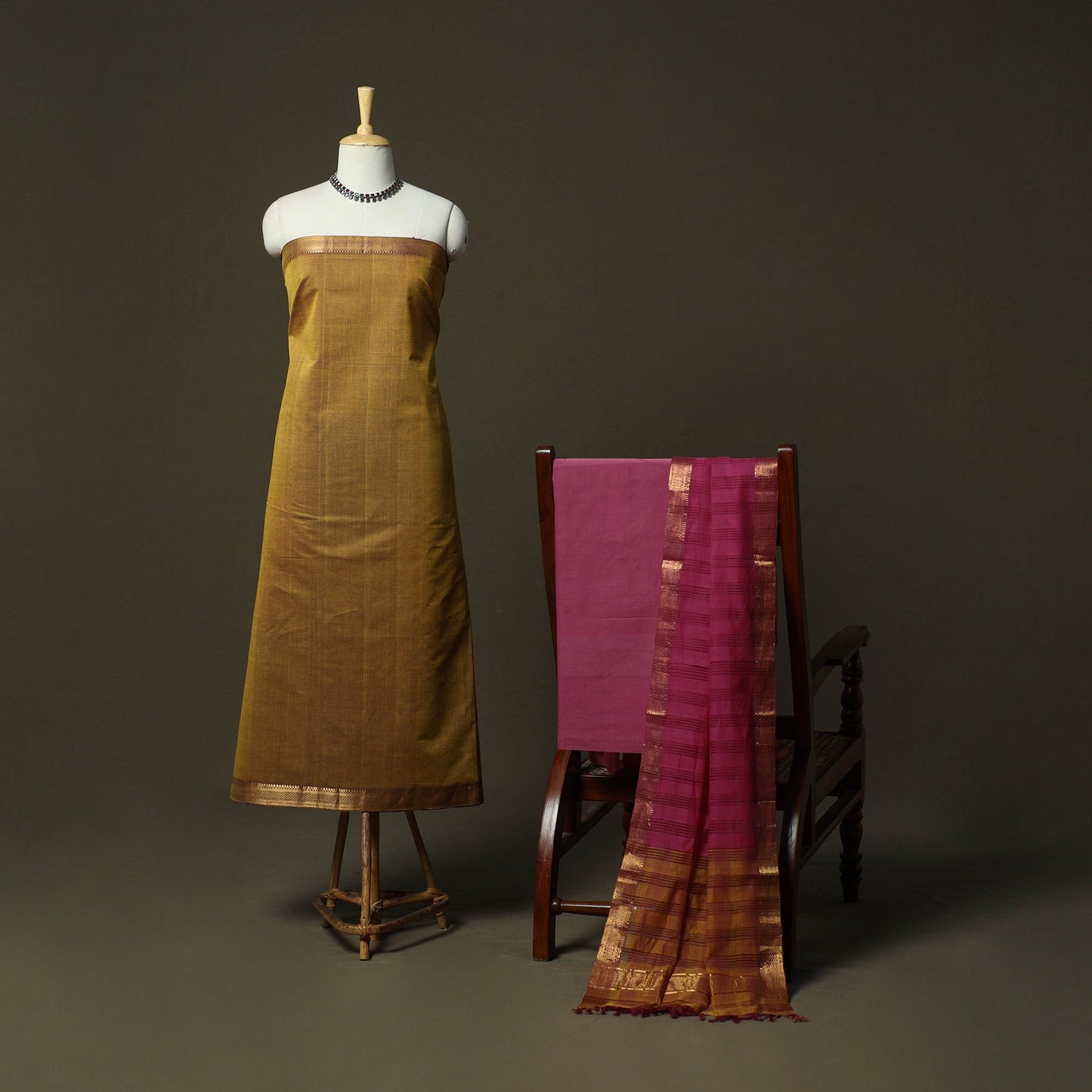 Handloom cotton mangalagiri 3pc unstitched dress material