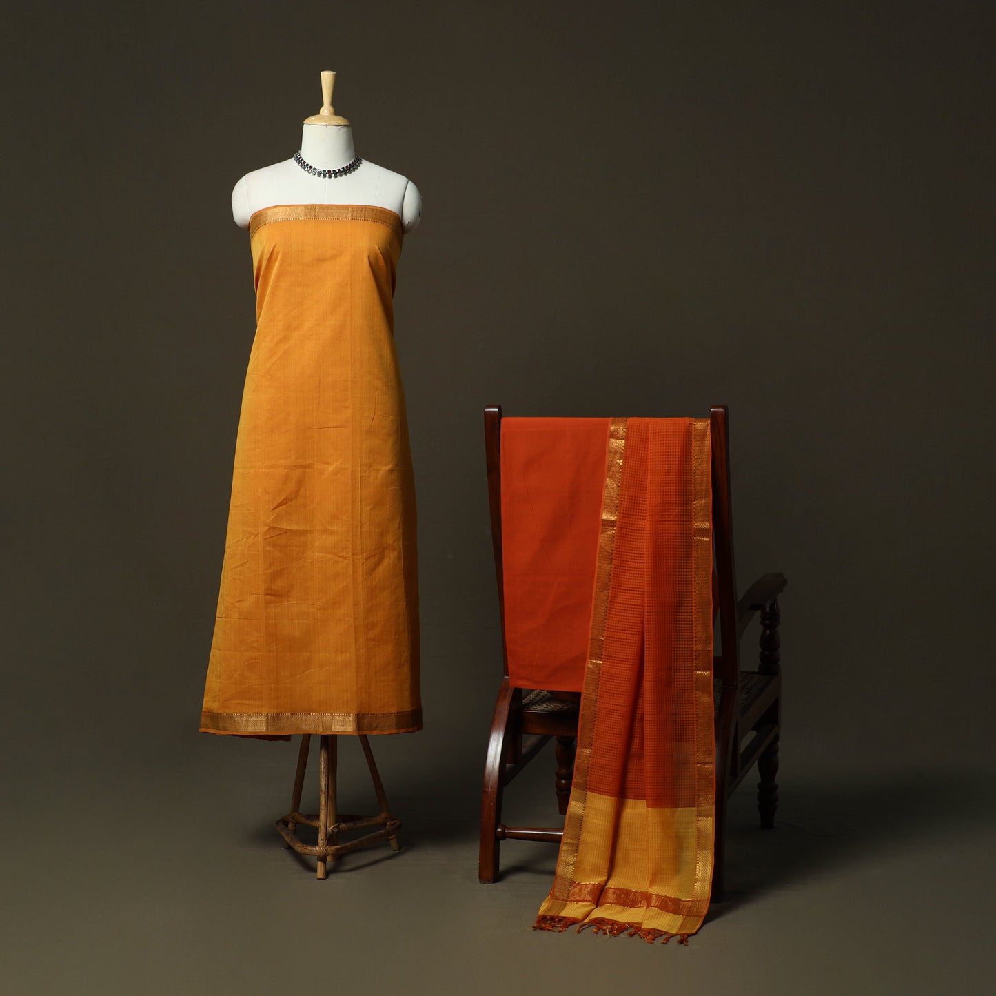 Handloom cotton mangalagiri 3pc unstitched dress material