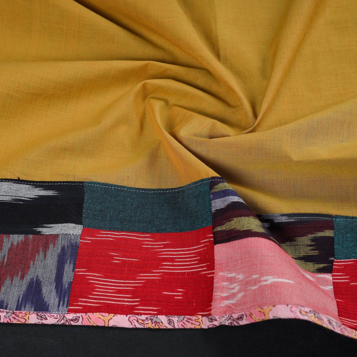 Yellow - handloom cotton mangalagiri stole 06 - handcrafted