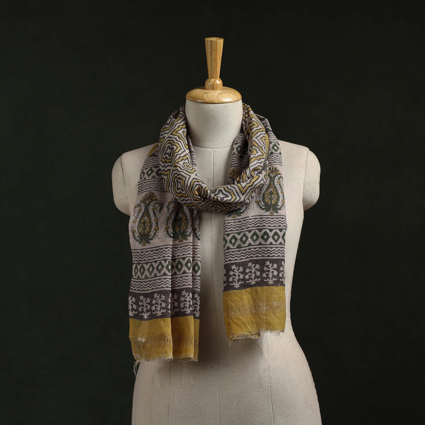 Handloom pure wool natural dyed hand block print bagru