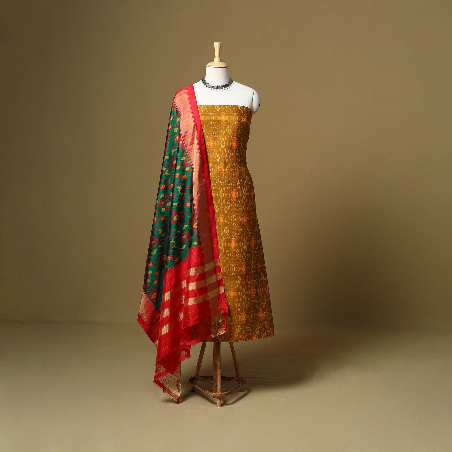 Handloom sico pochampally ikat 2pc unstitched dress