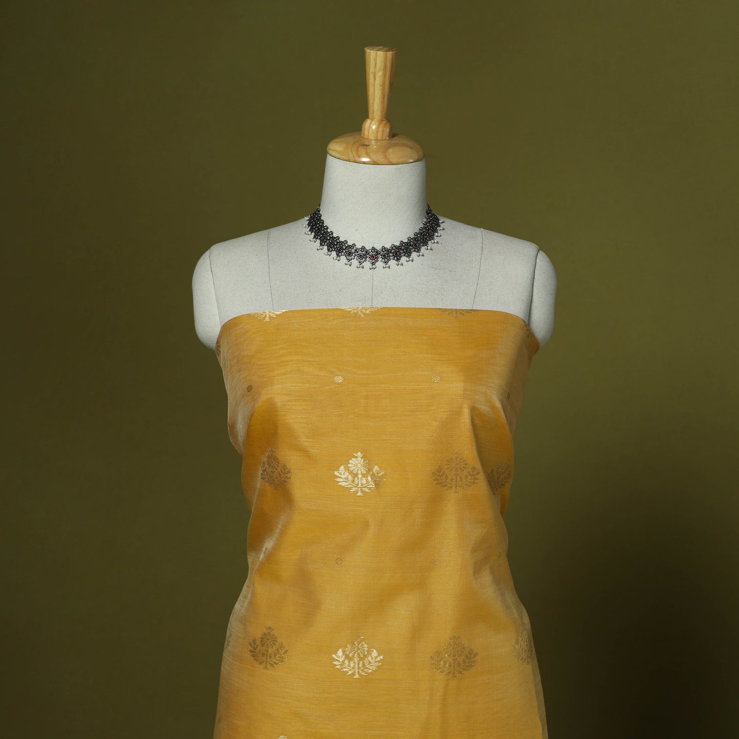 Handloom zari buti chanderi silk 2pc unstitched dress