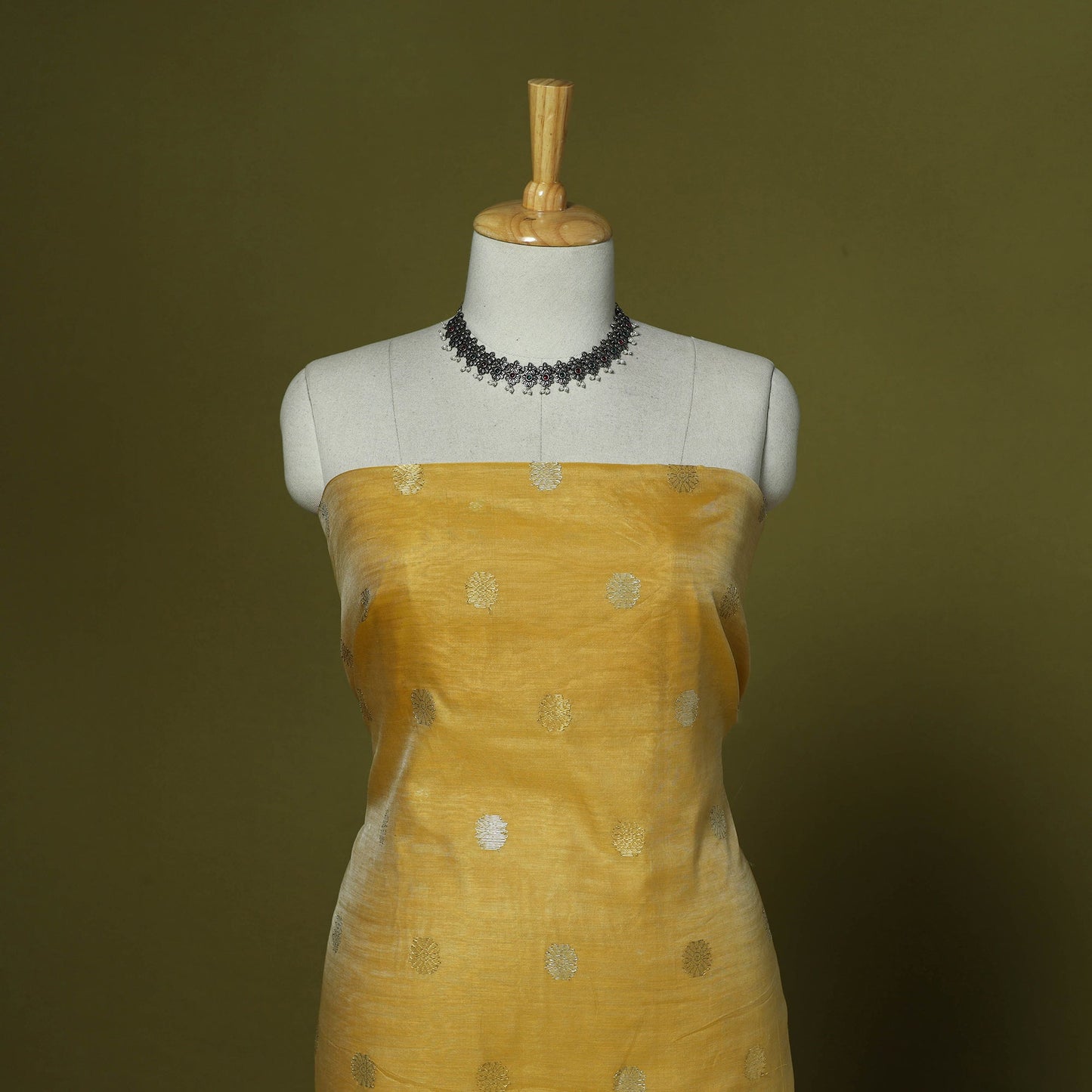 Handloom zari buti chanderi silk 2pc unstitched dress