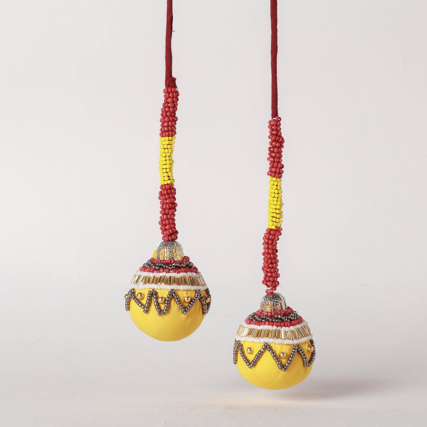 Yellow Handmade Beadwork Latkan Tassels for Clothing