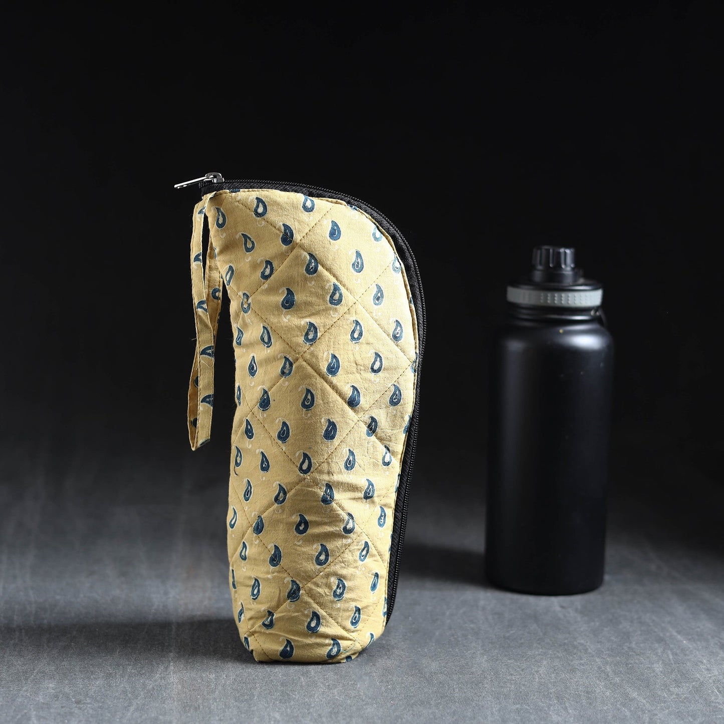 Yellow Handmade Cotton 1L Water Bottle Cover