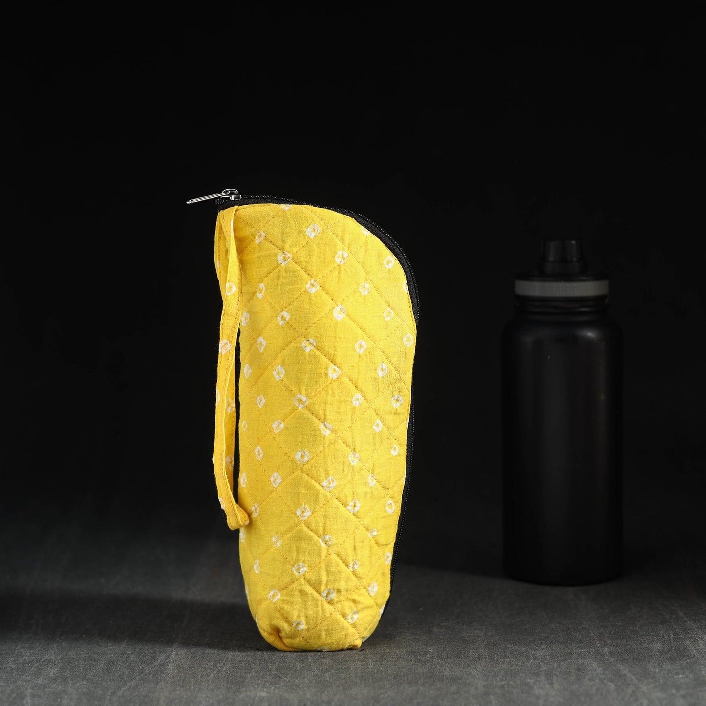 Yellow Handmade Cotton 1L Water Bottle Cover