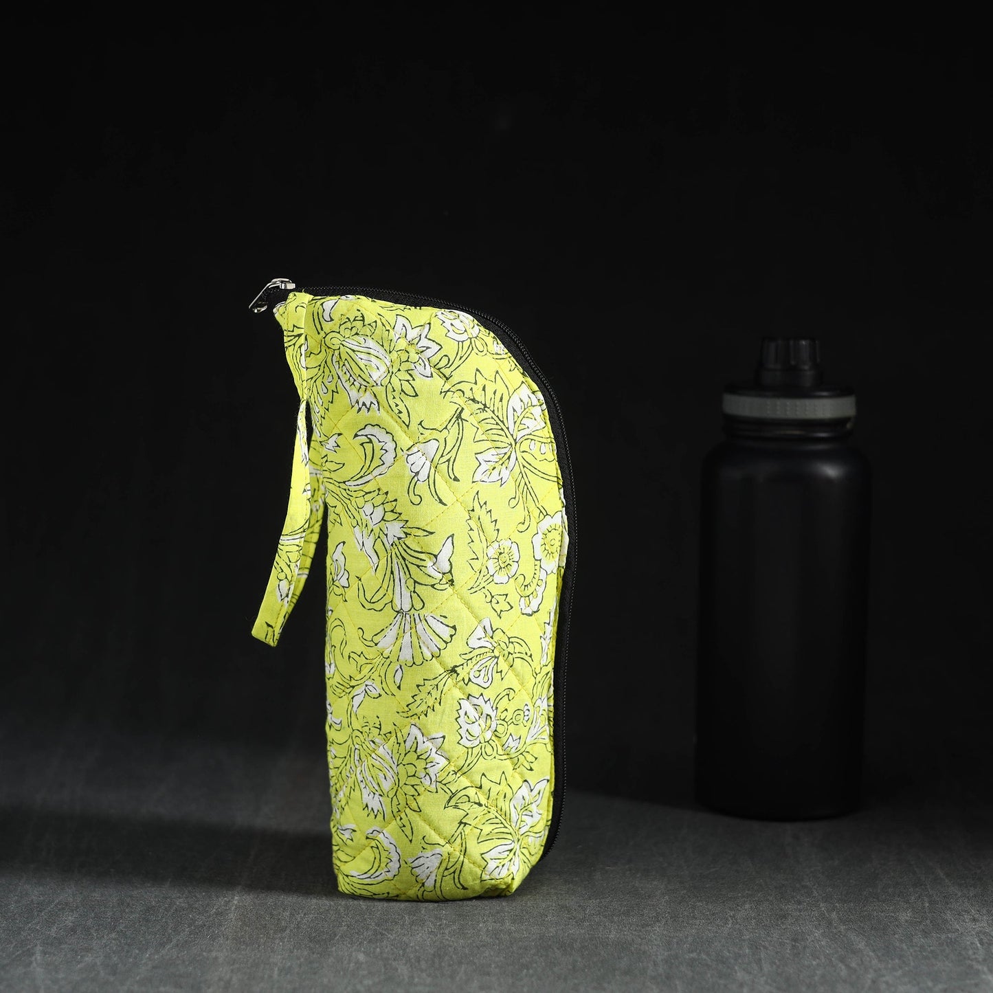 Yellow Handmade Cotton 1L Water Bottle Cover