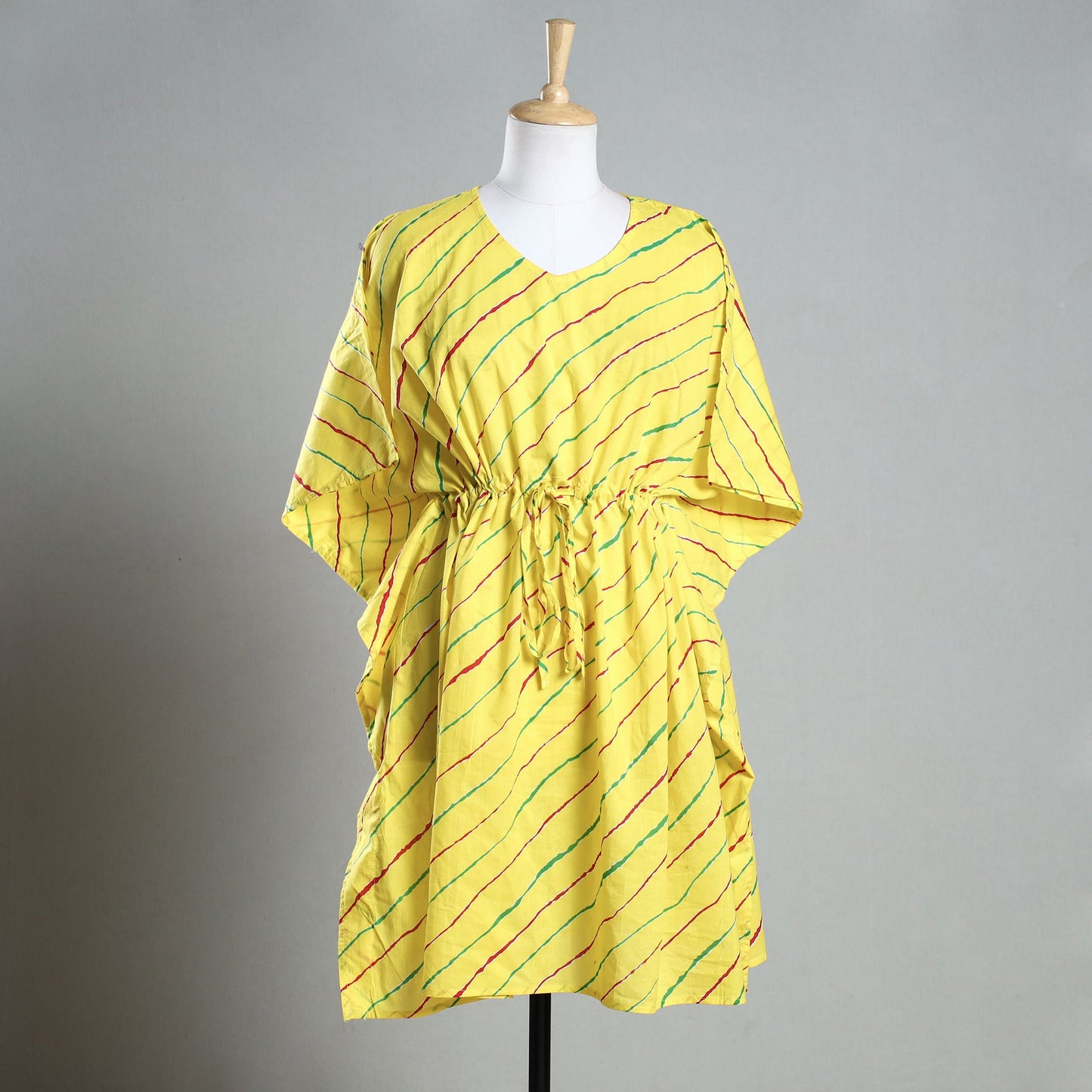 Handmade Cotton Fabric Kaftan with Tie-Up Waist