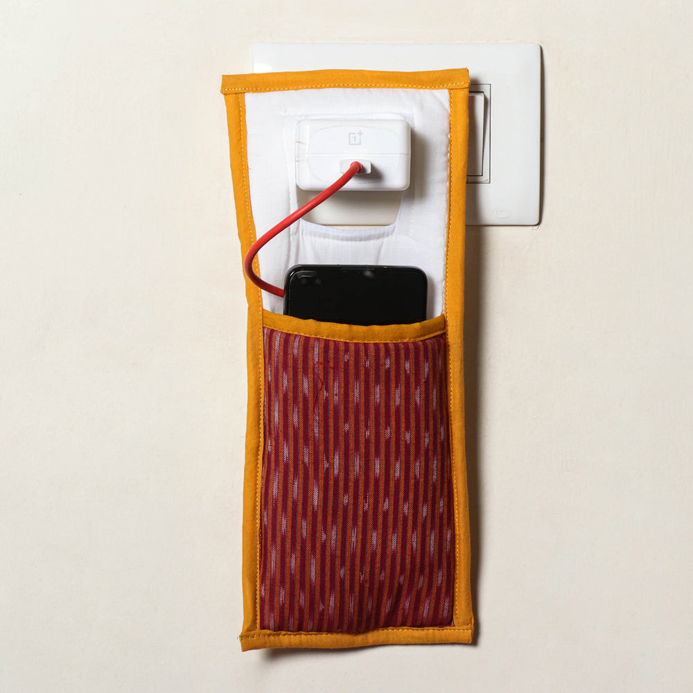 Yellow Handmade Cotton Fabric Mobile Charging Holder