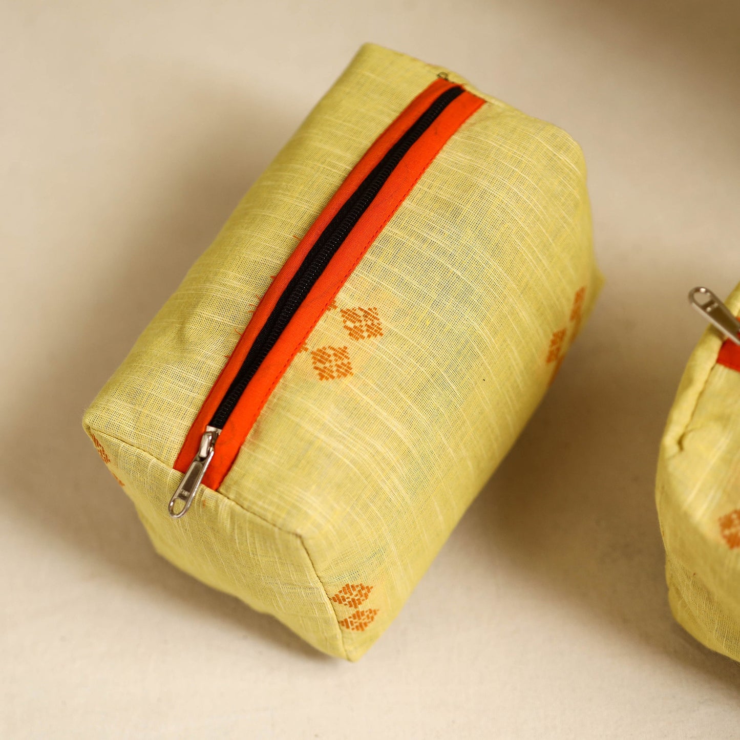 Yellow Handmade Cotton Toiletry Bags (Set of 3)