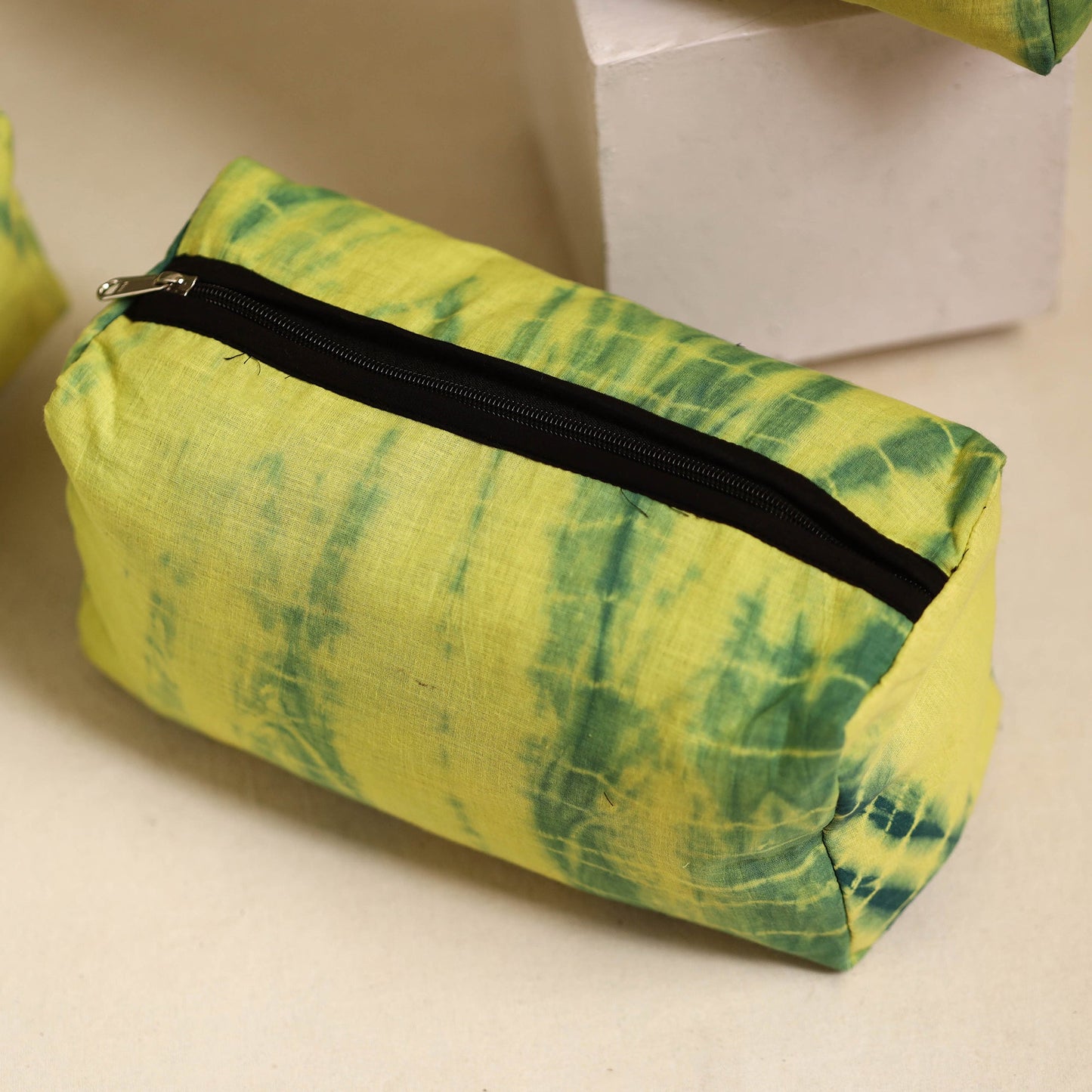 Yellow Handmade Cotton Toiletry Bags (Set of 3)