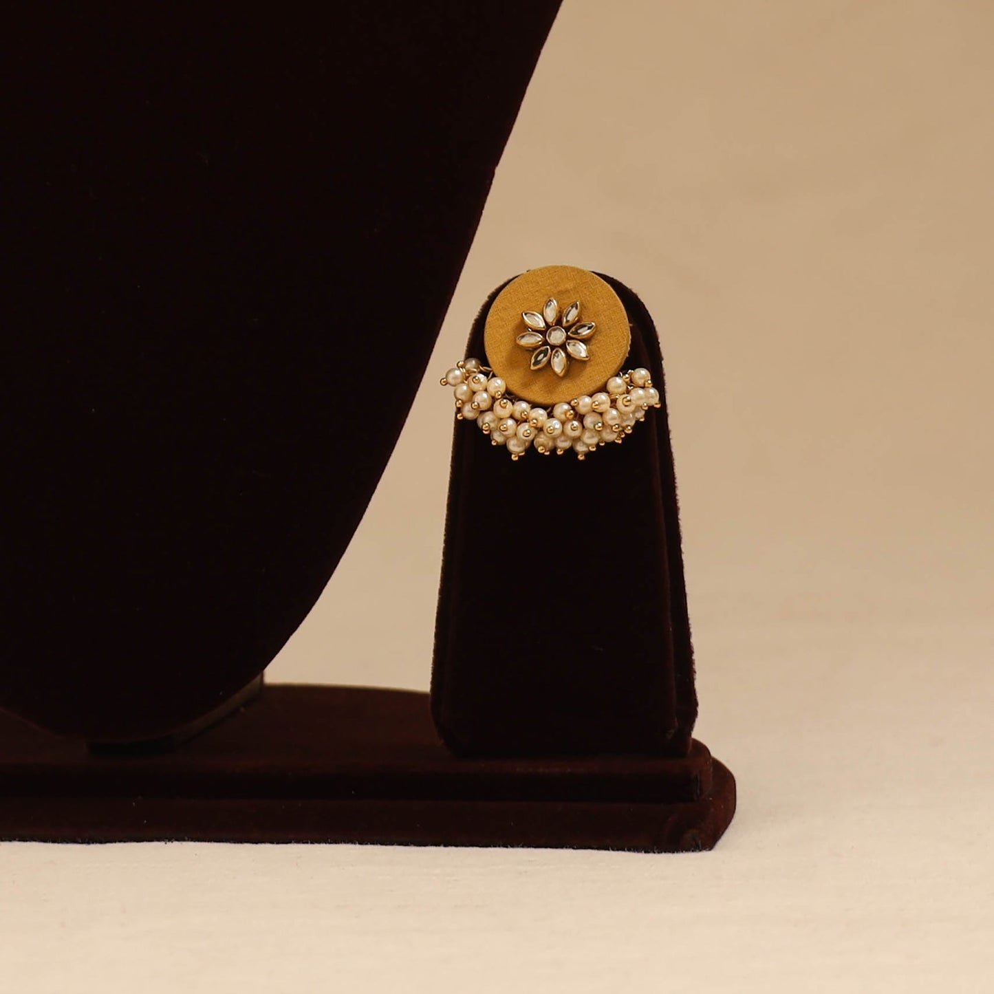 Handmade fabart choker necklace set with kundan & beads 08