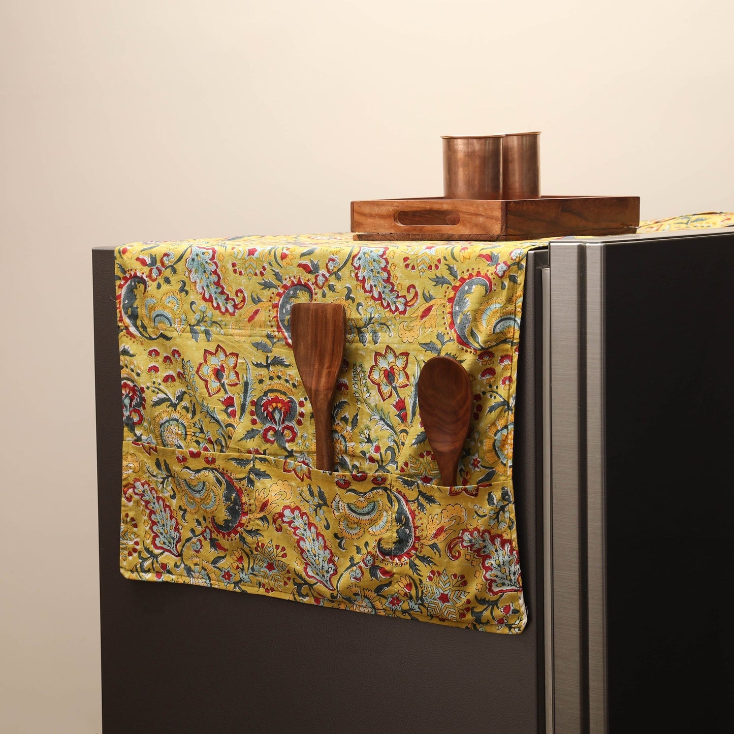 Handmade fridge top cover with multiple pockets 05
