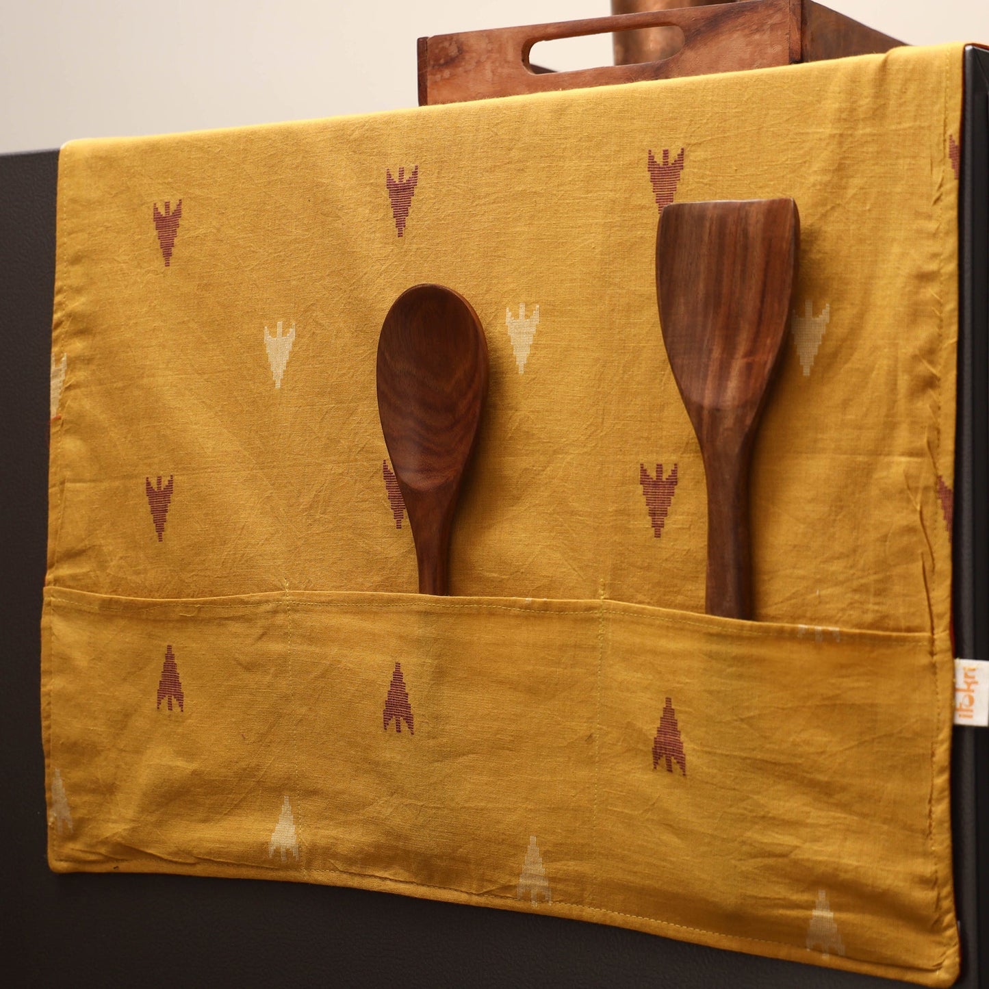 Handmade fridge top cover with multiple pockets 06