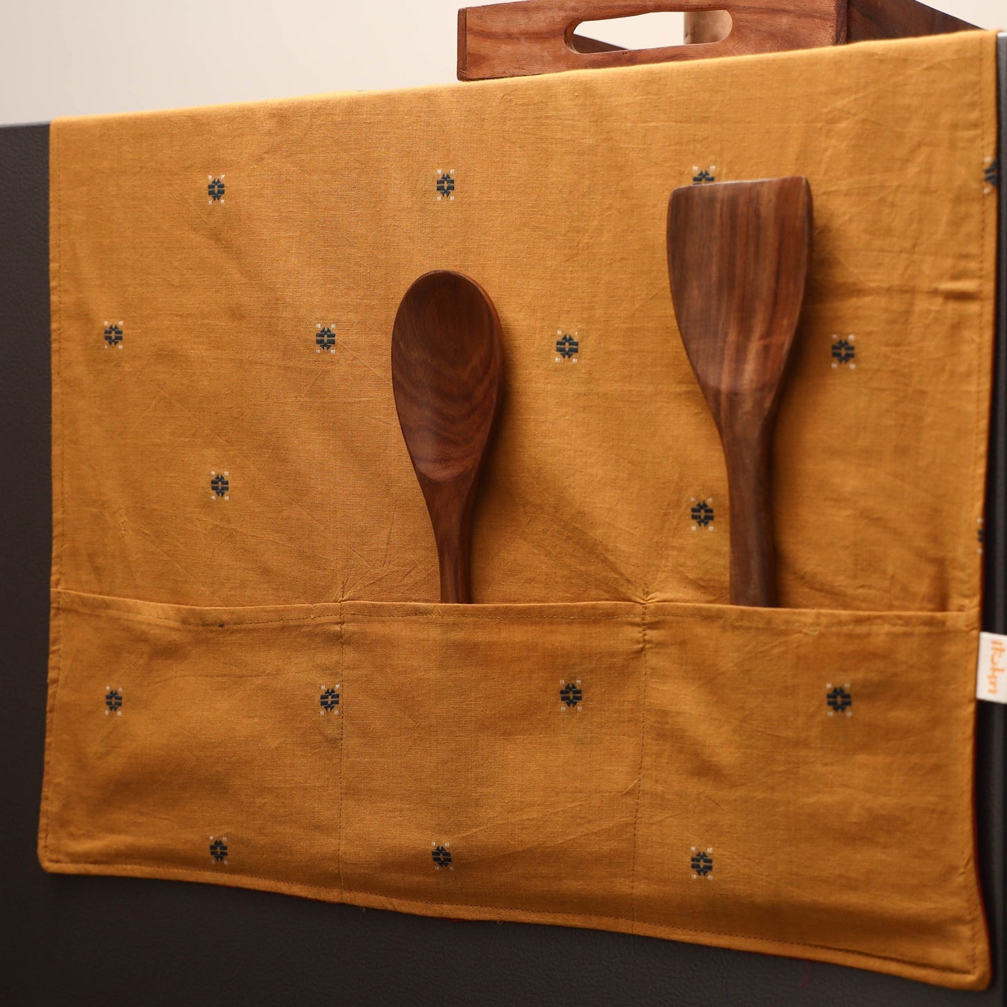 Handmade fridge top cover with multiple pockets 09