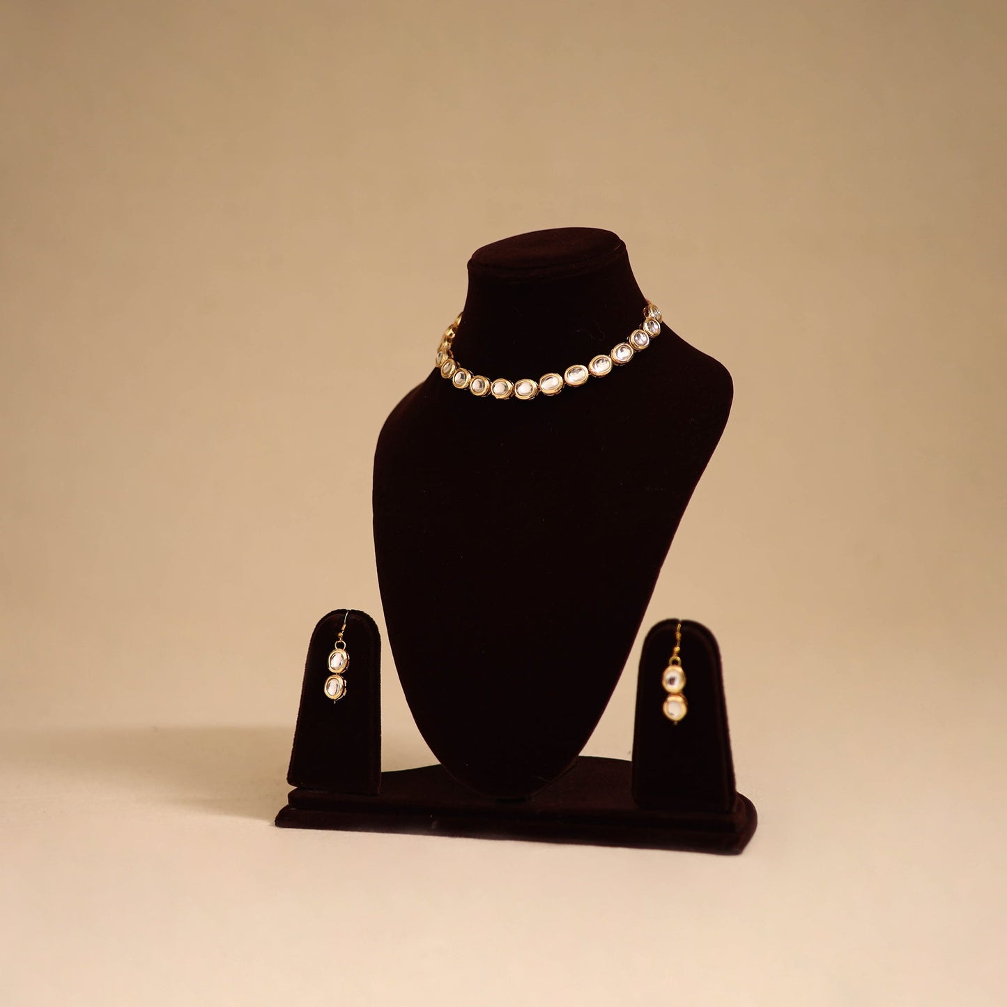 Yellow - handmade kundan work necklace set 01 - handcrafted