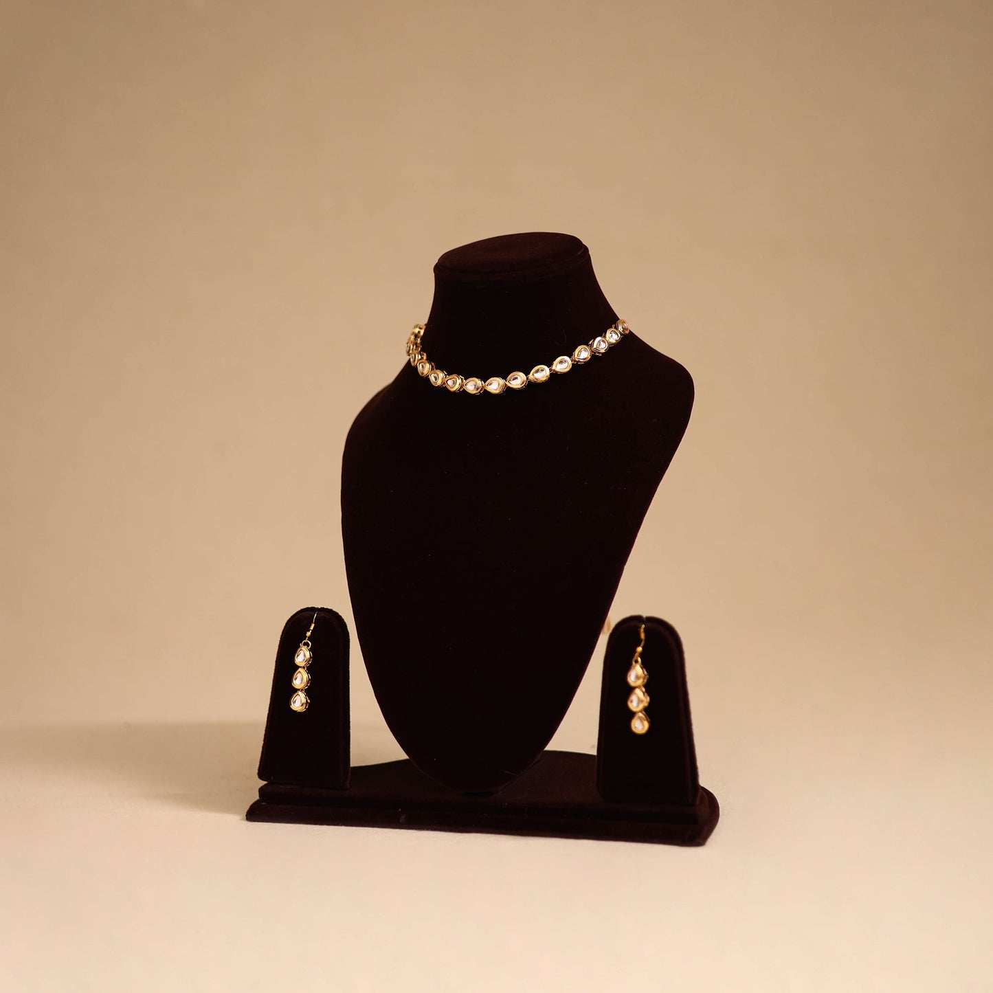 Yellow - handmade kundan work necklace set 02 - handcrafted