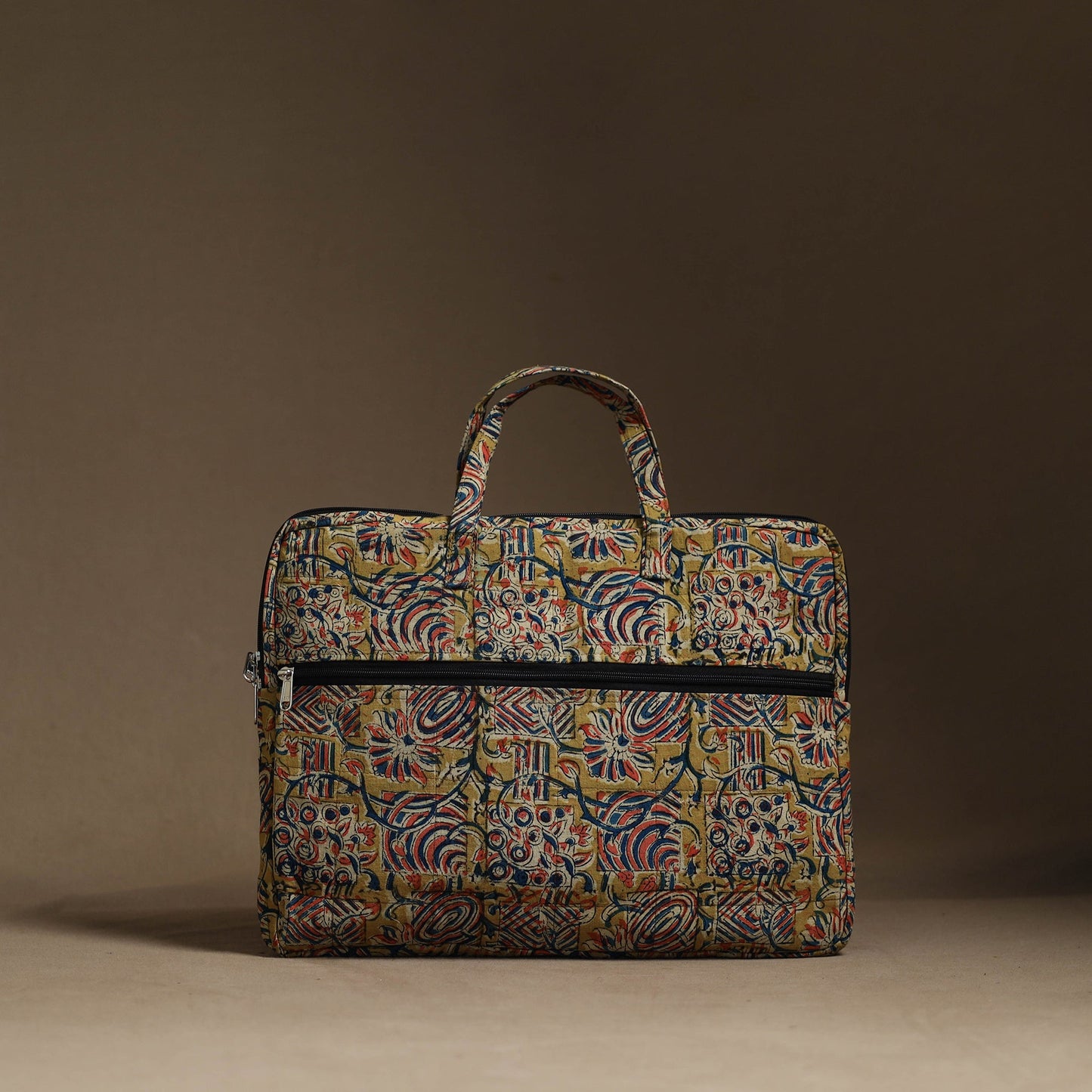 Yellow Handmade Quilted Cotton Laptop Bag (13 x 16 in)