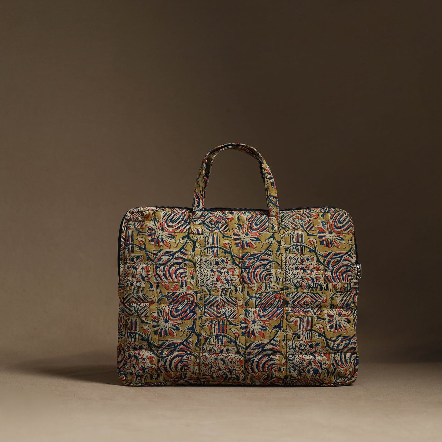 Yellow Handmade Quilted Cotton Laptop Bag (13 x 16 in)