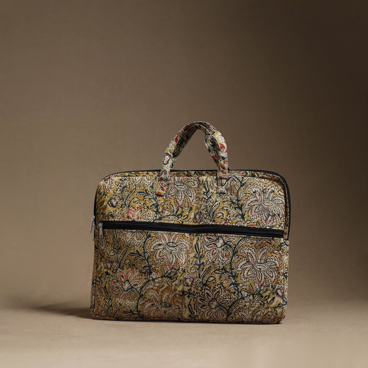 Yellow Handmade Quilted Cotton Laptop Bag (13 x 16 in)