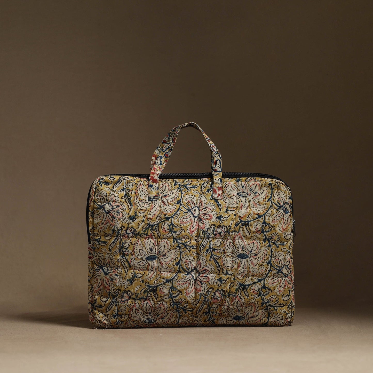 Yellow Handmade Quilted Cotton Laptop Bag (13 x 16 in)