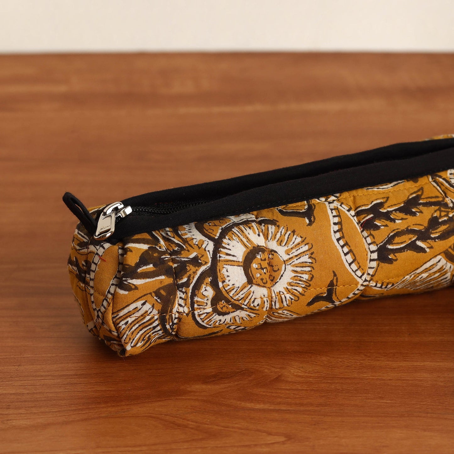 Yellow Handmade Quilted Cotton Pencil Pouch