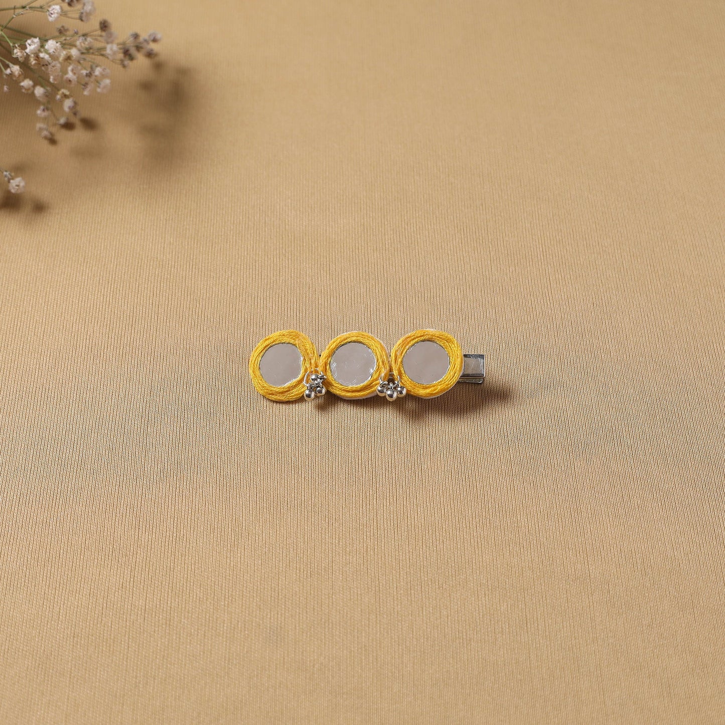 Handmade thread mirror work hair clip 03 - handcrafted
