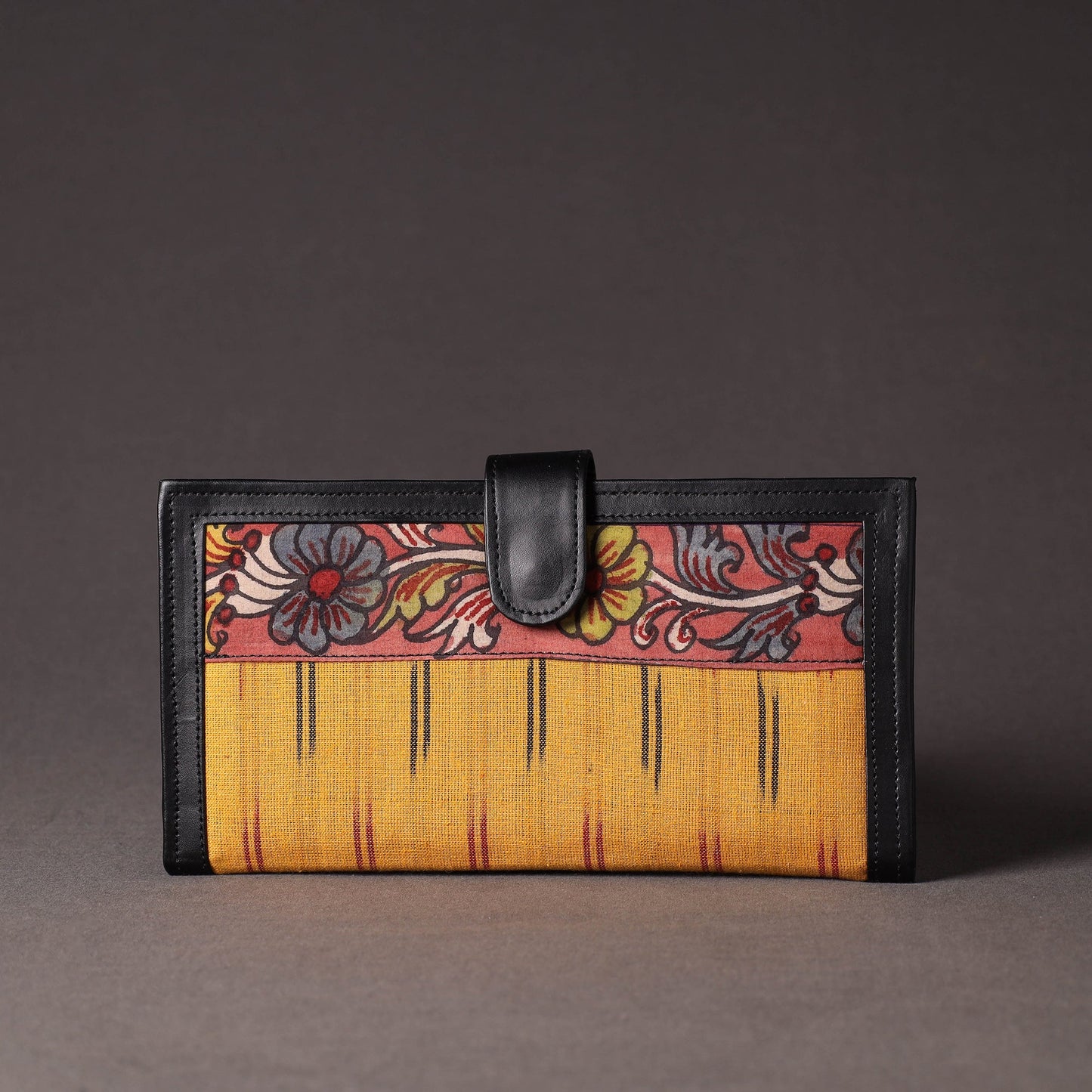 Yellow Handpainted Kalamkari Natural Dyed Cotton Clutch