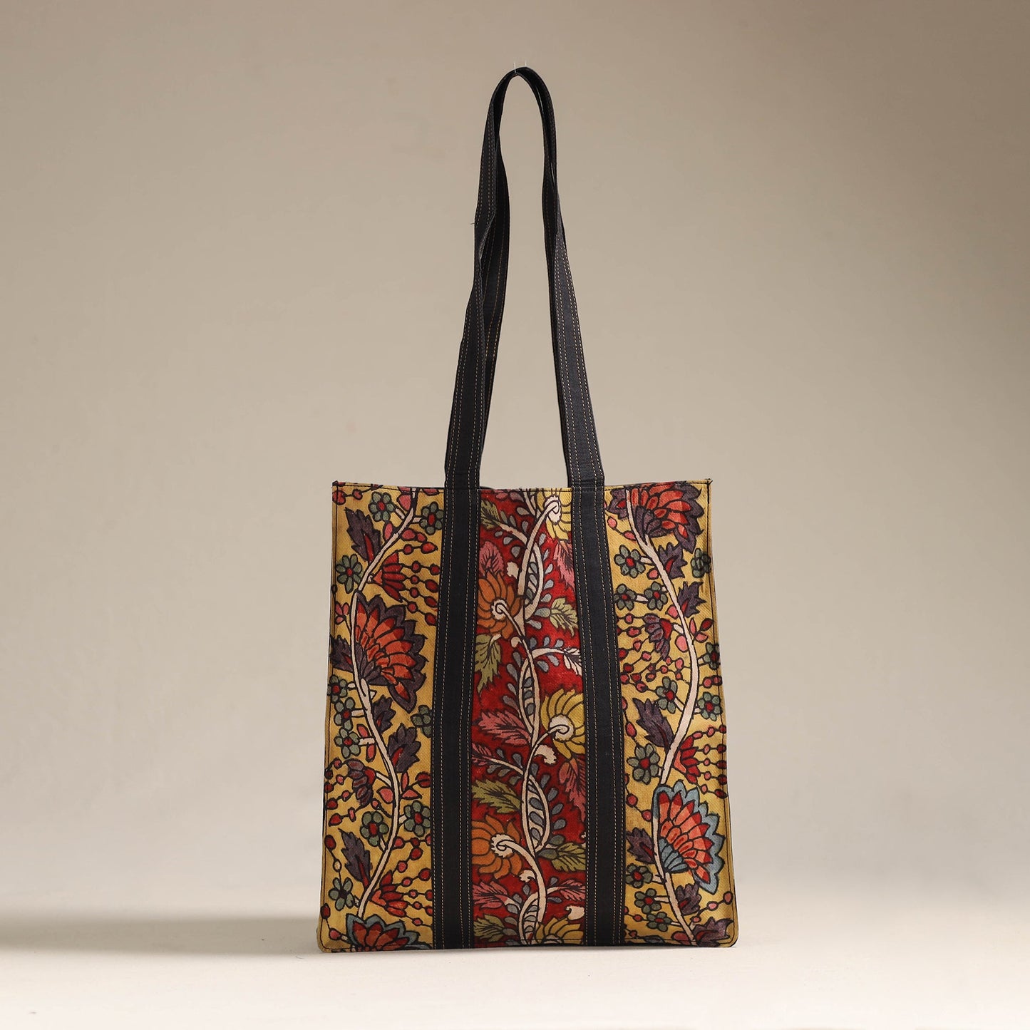 Yellow Handpainted Kalamkari Natural Dyed Cotton Shoulder Bag