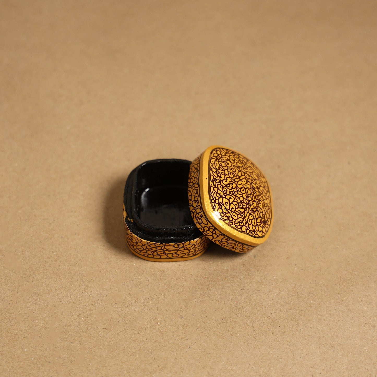 Yellow - handpainted paper mache multipurpose box 03