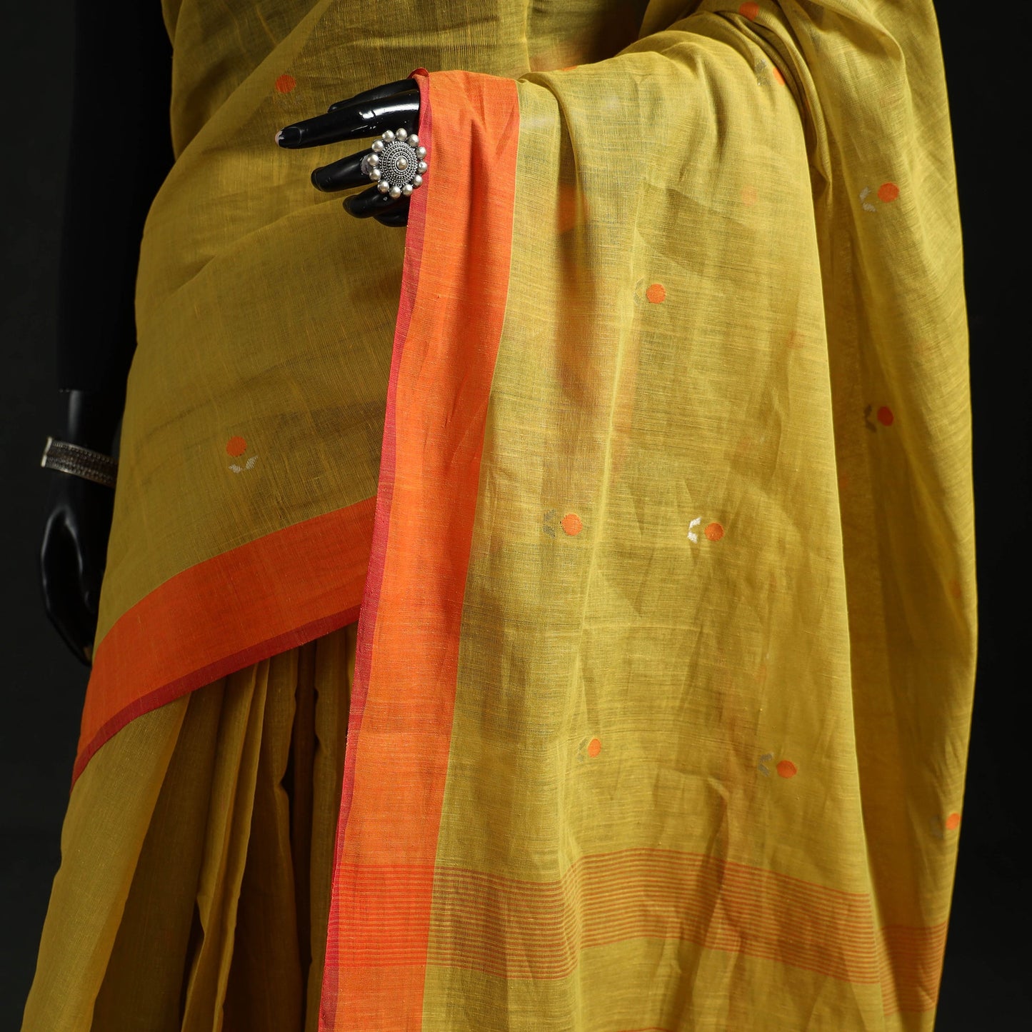 Yellow - handspun handloom cotton srikakulam jamdani saree