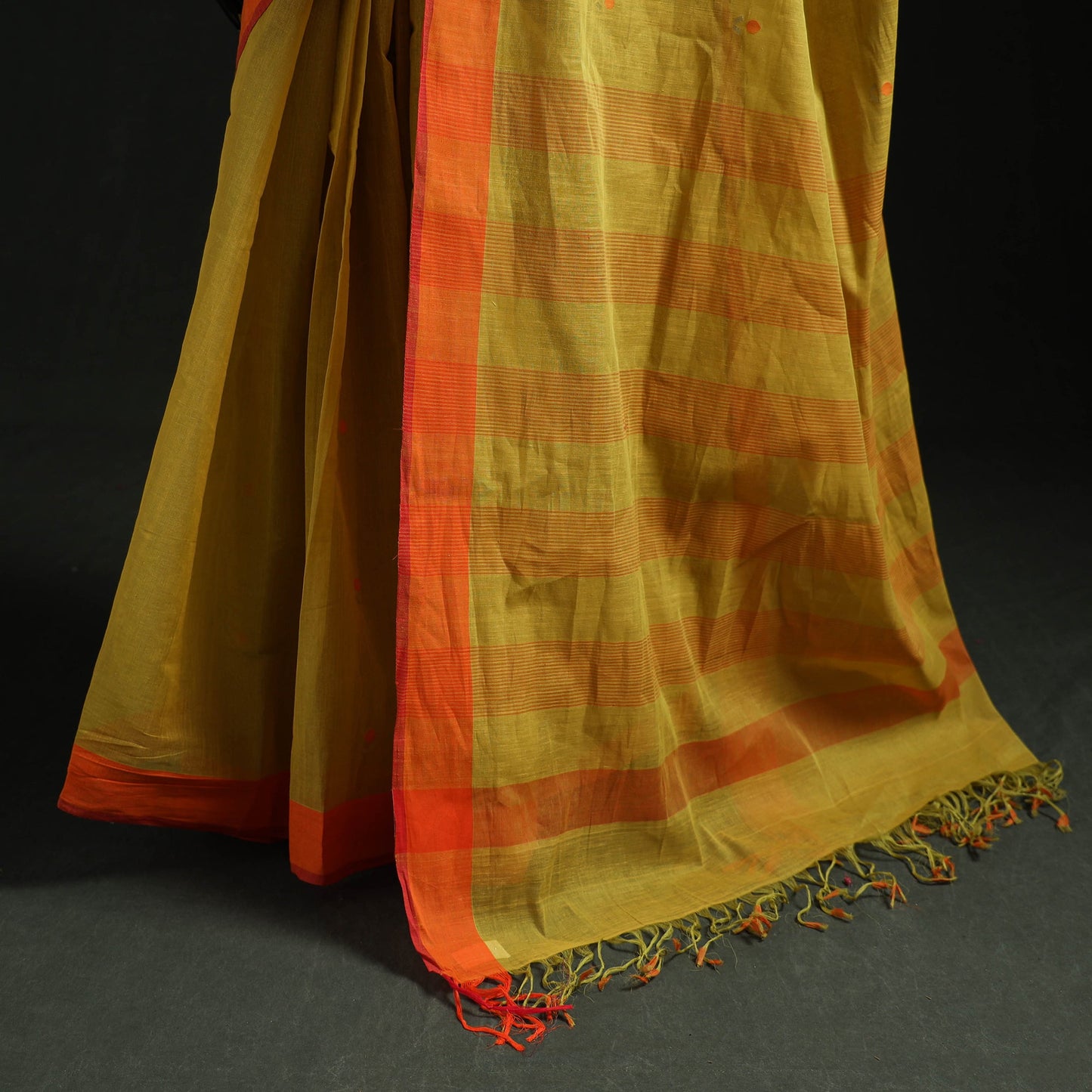 Yellow - handspun handloom cotton srikakulam jamdani saree