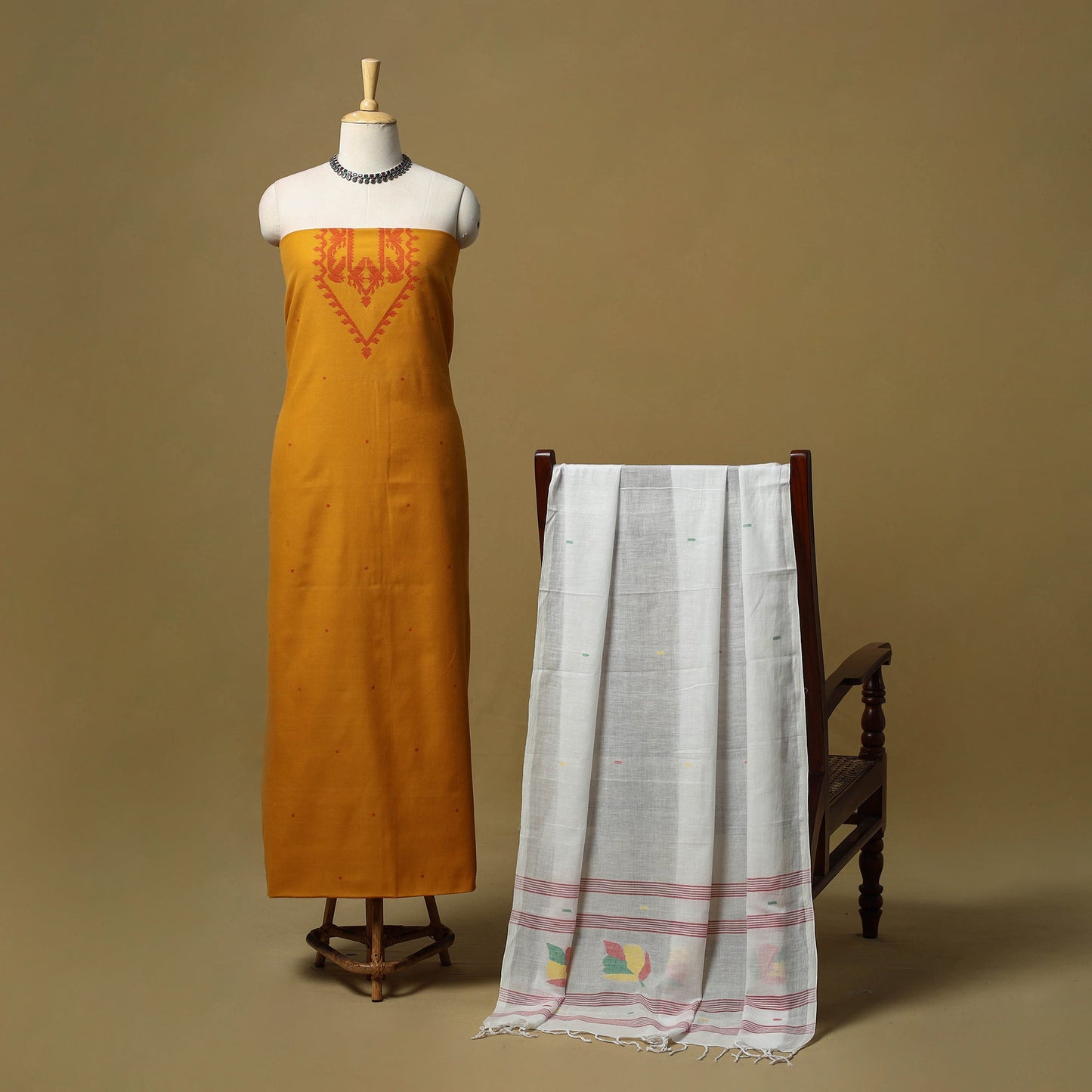 Handspun handloom phulia jamdani fine cotton 2pc unstitched