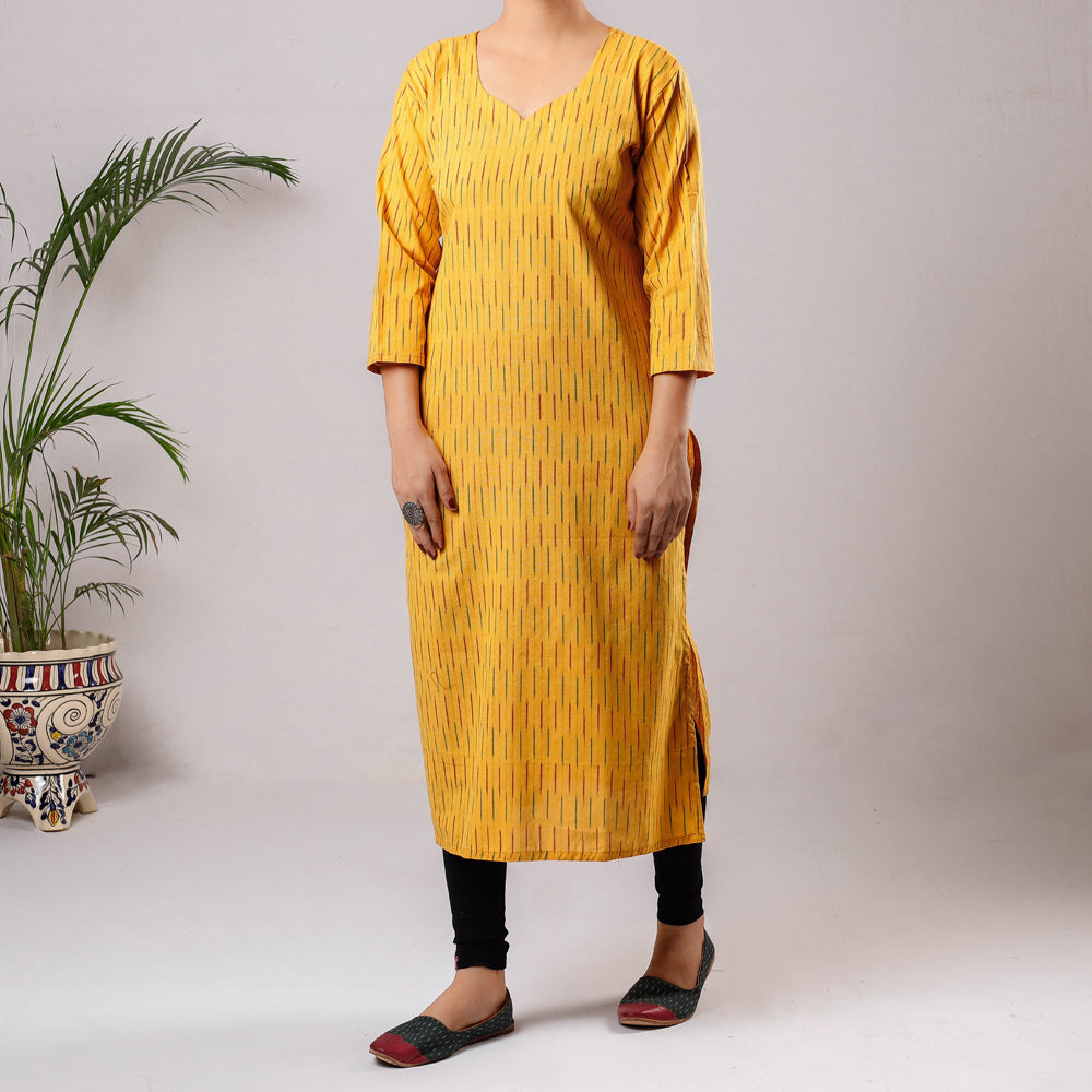 iTokri Casuals - Ikat Weave Cotton Long Kurta