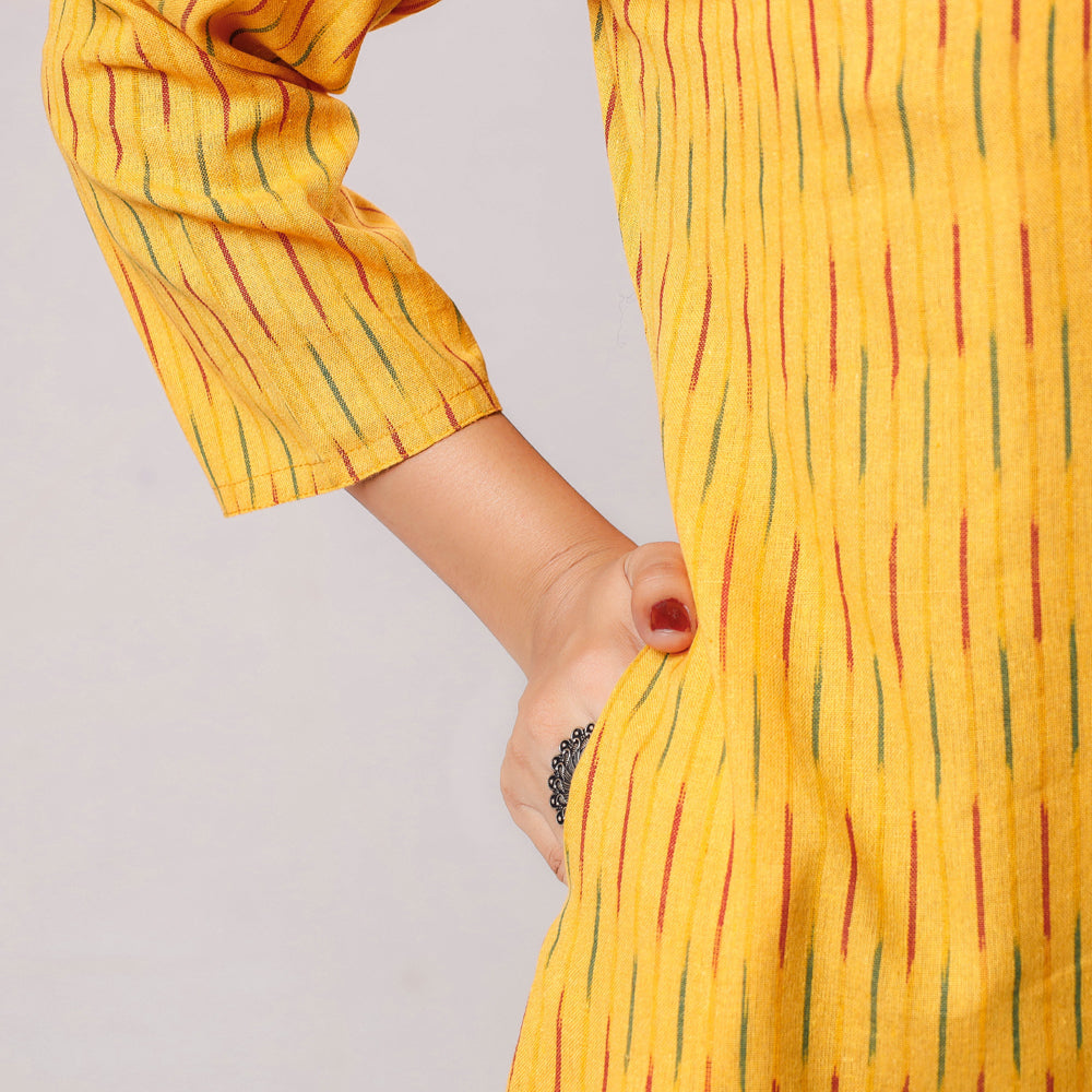 iTokri Casuals - Ikat Weave Cotton Long Kurta