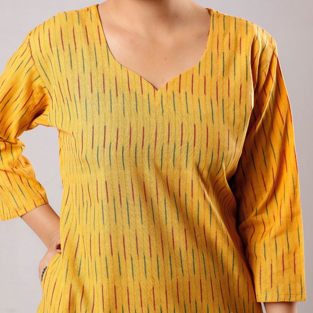 iTokri Casuals - Ikat Weave Cotton Long Kurta