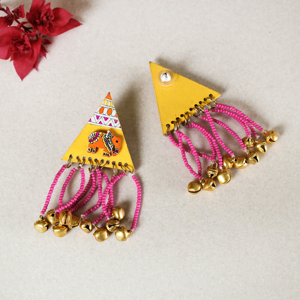 Madhubani Handpainted Wooden Earrings Online India
