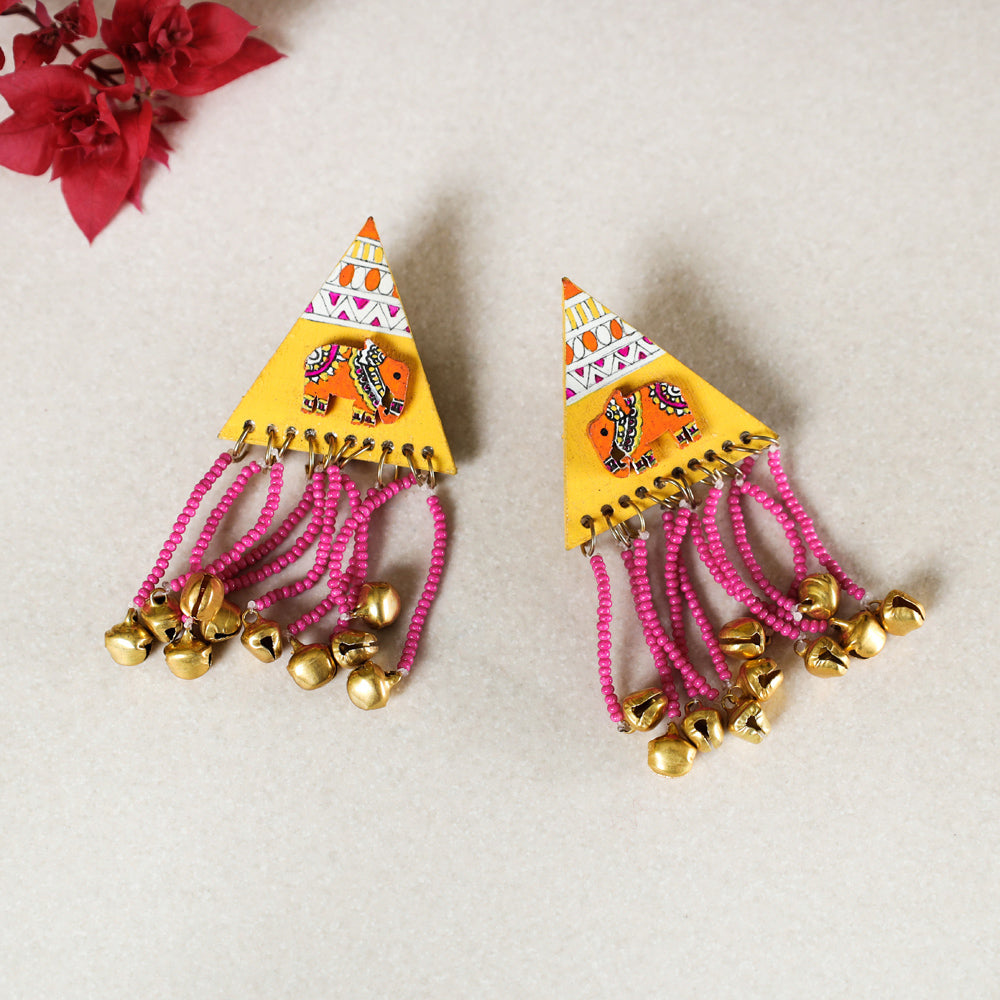 Madhubani Handpainted Wooden Earrings Online India