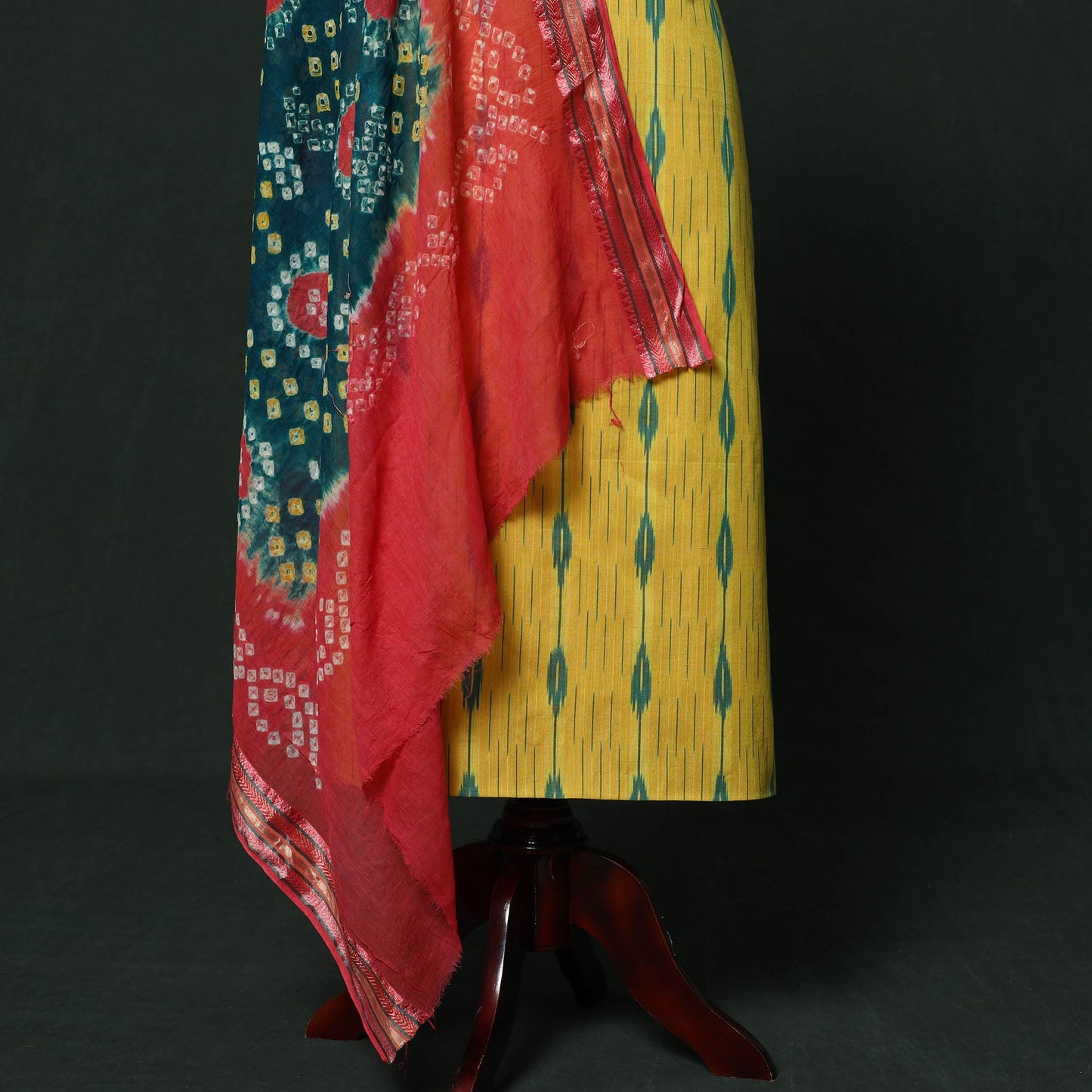 Jacquard cotton 2pc unstitched dress material with earrings