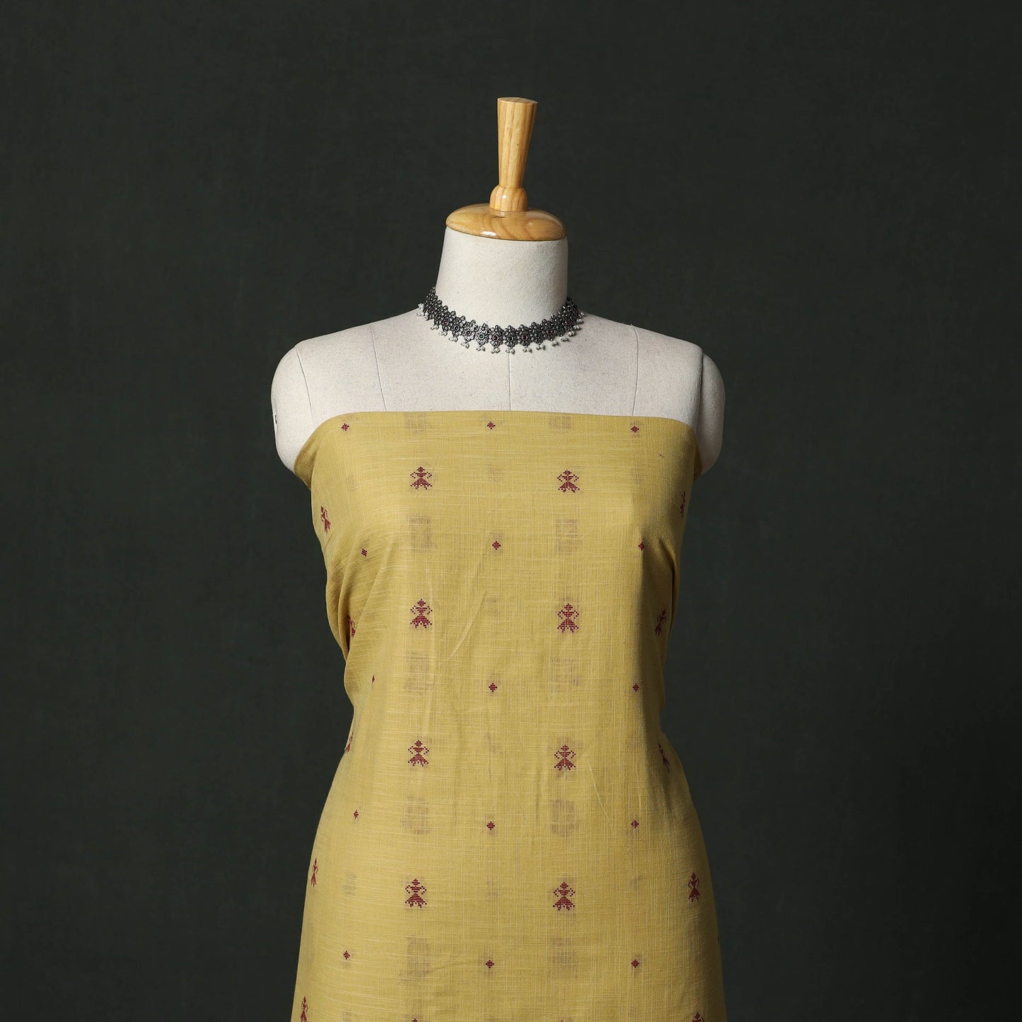 Jacquard cotton 2pc unstitched dress material with earrings