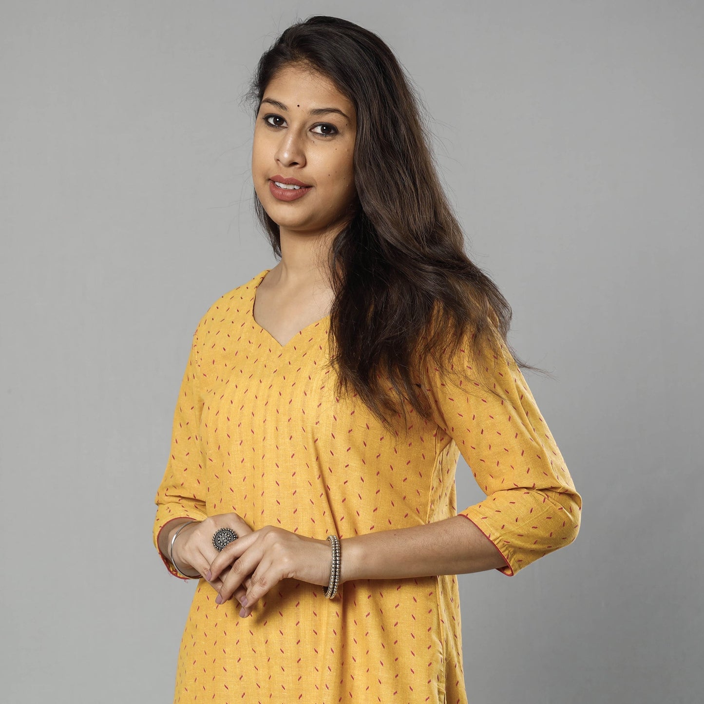 Jacquard Cotton Long Kurta for Women